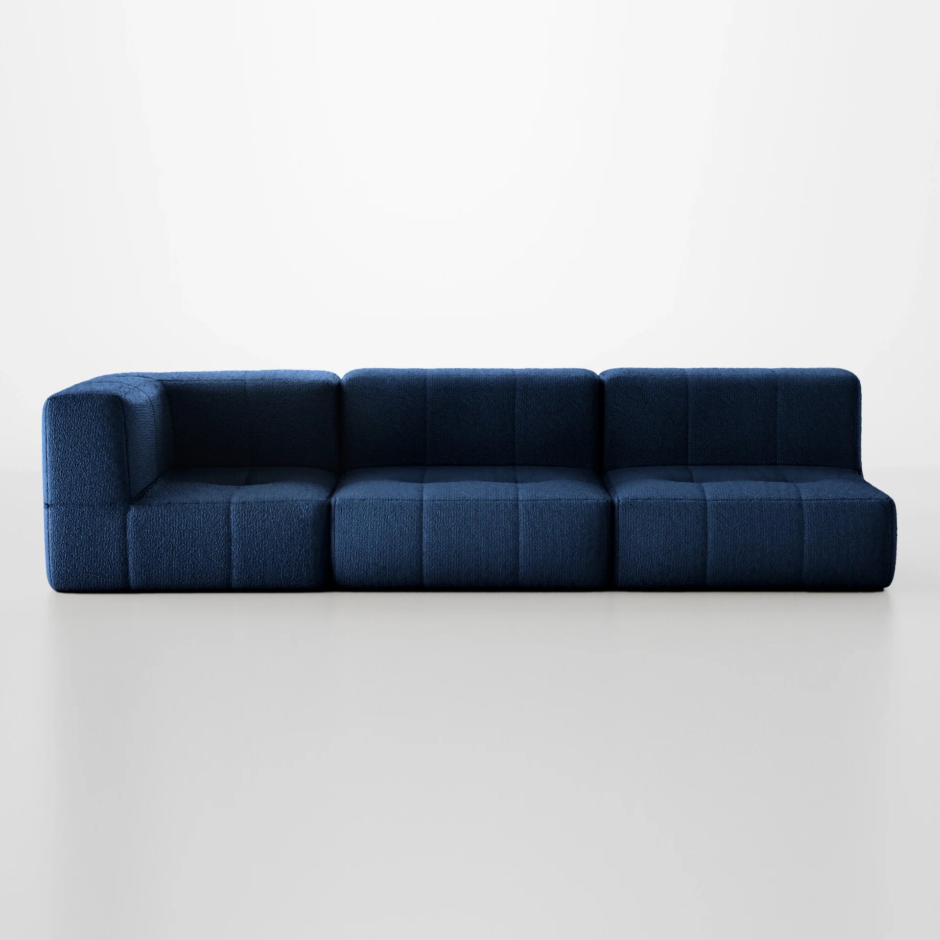 Sofá na Caixa modular 3 lugares em Boucle - 1 Braço - Azul