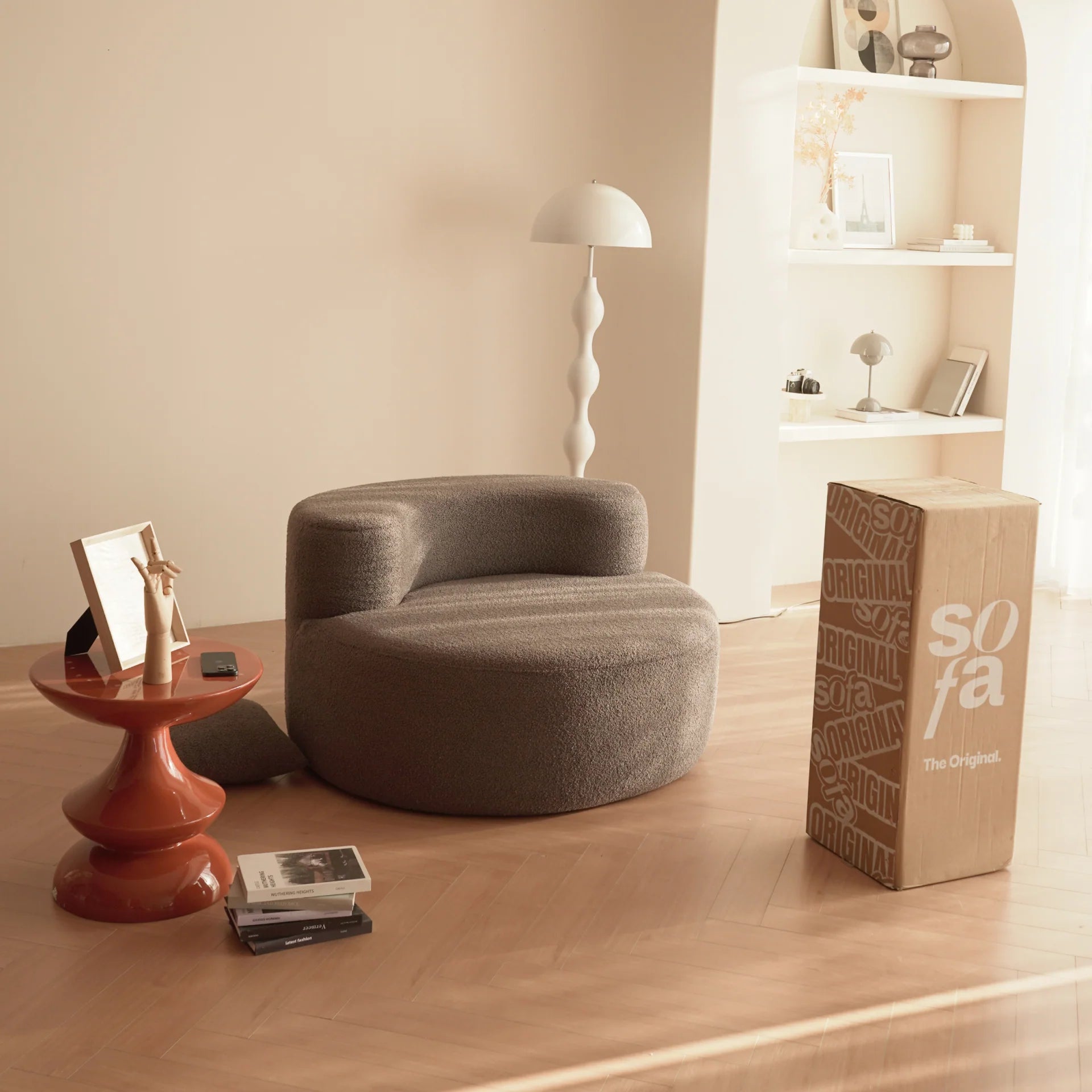 Poltrona Dunne Cinza 1 unidade Sofá Na Caixa