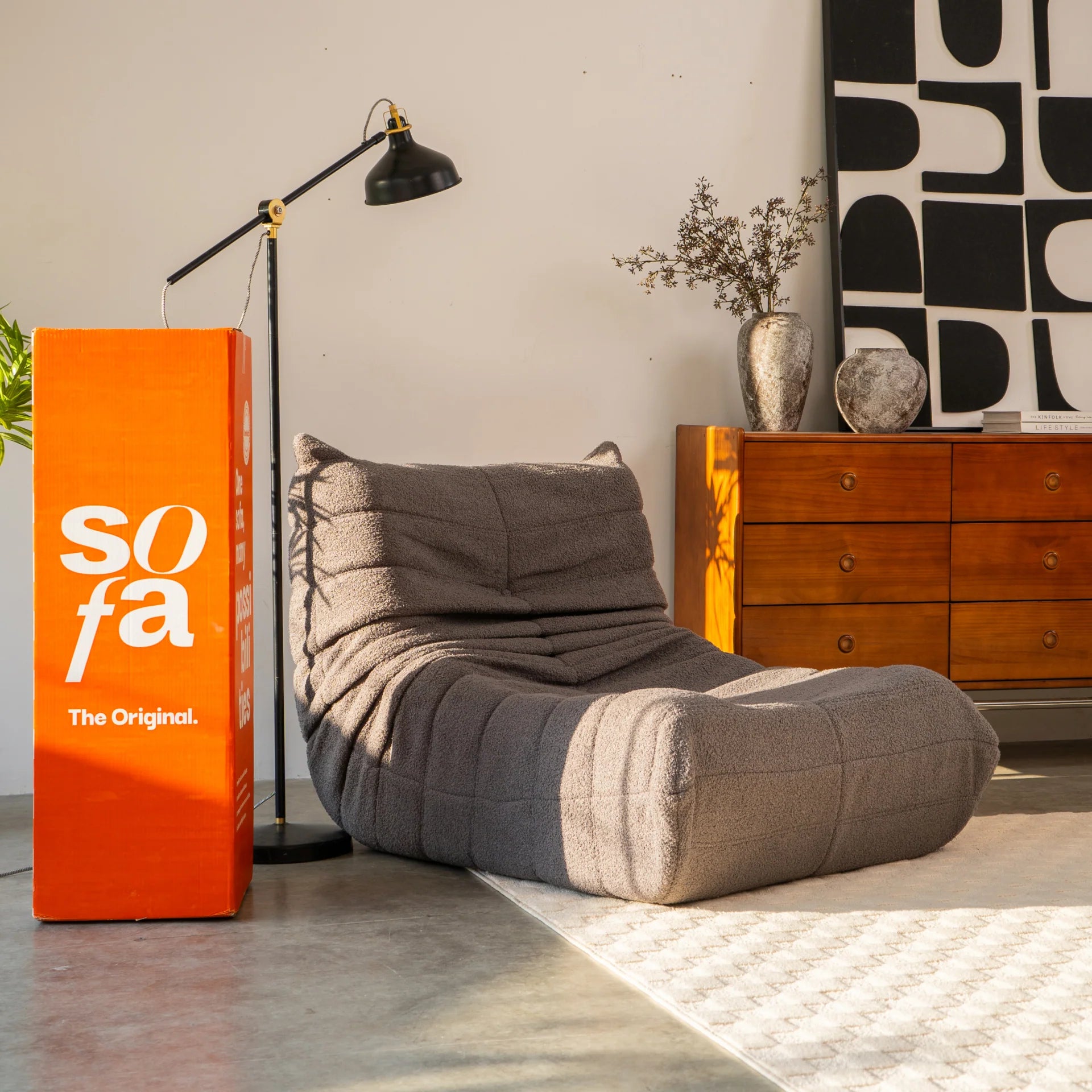 Poltrona Design 1973 Cinza 2 unidades Sofa na Caixa