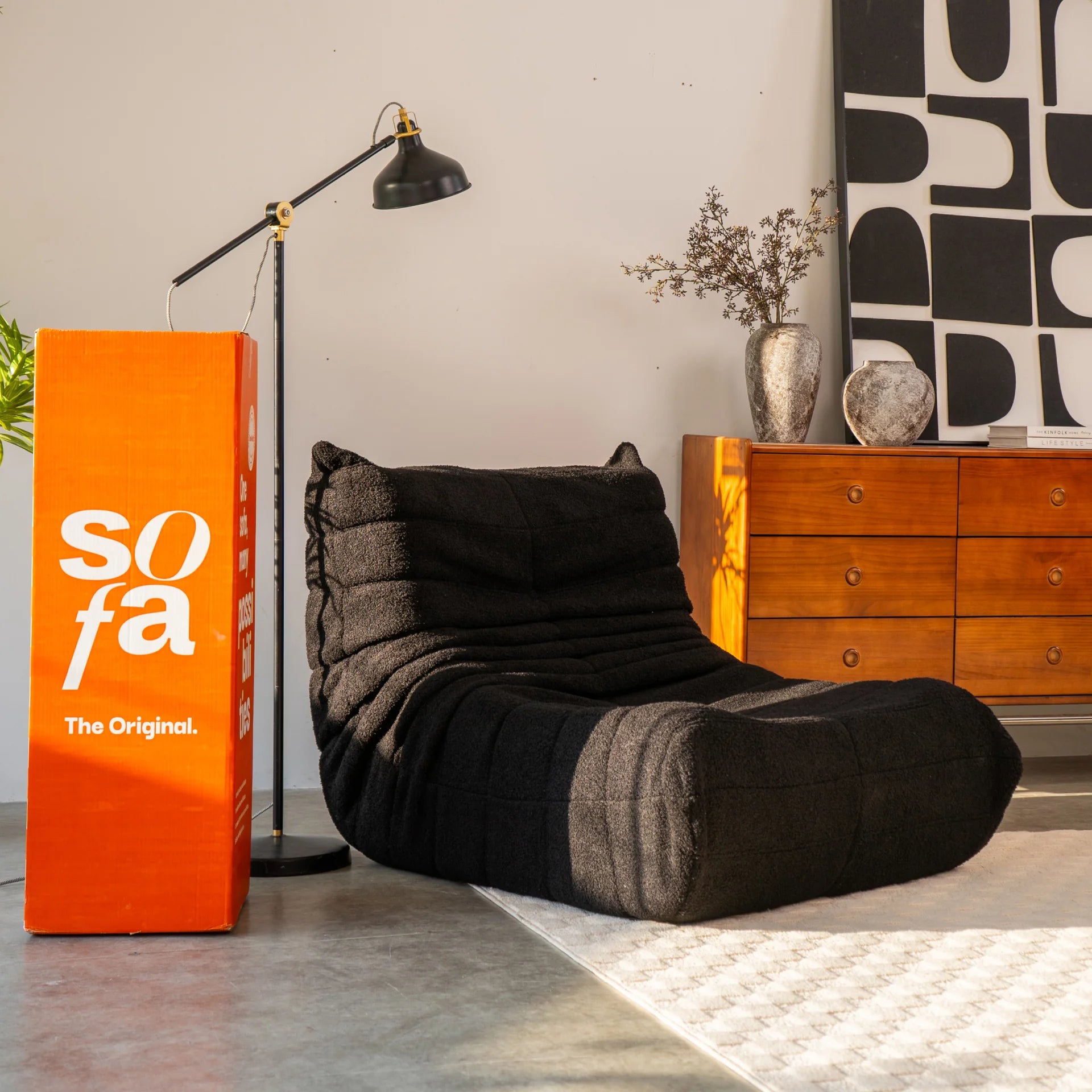 Poltrona Design 1973 Preto 2 unidades Sofá na Caixa