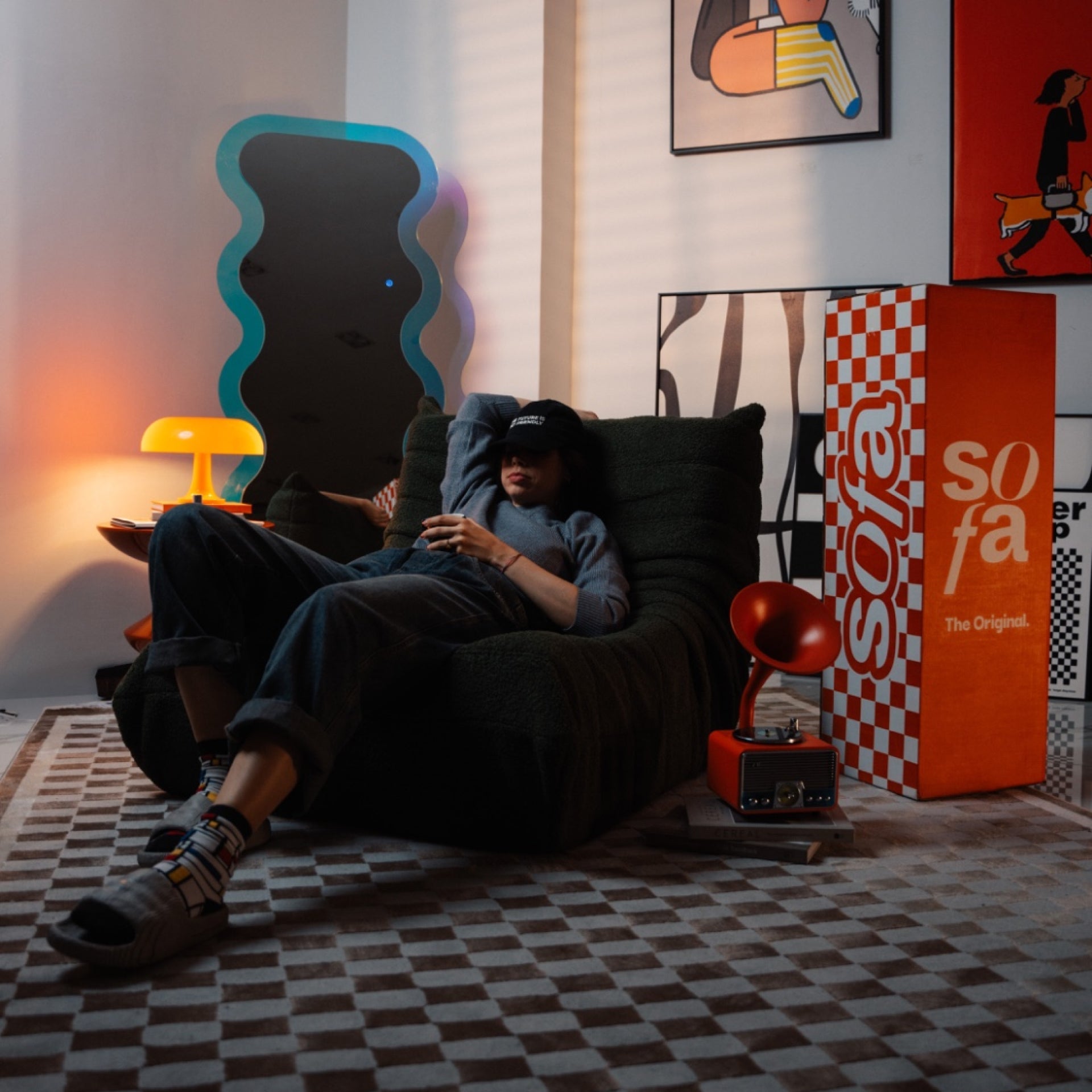 Poltrona Design 1973 Verde 1 unidade Sofá na Caixa