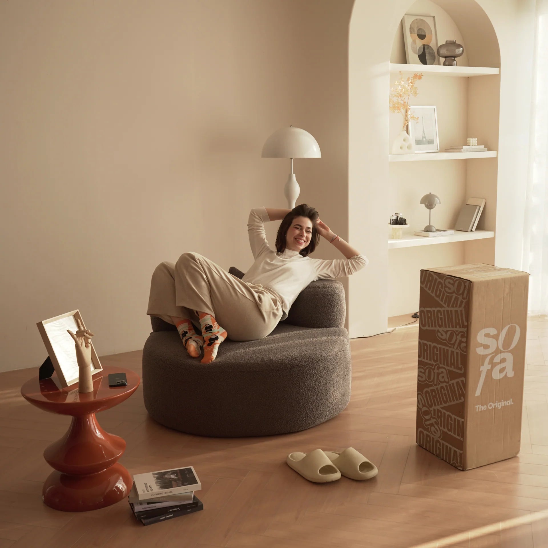 Poltrona Dunne Cinza 1 unidade Sofá Na Caixa