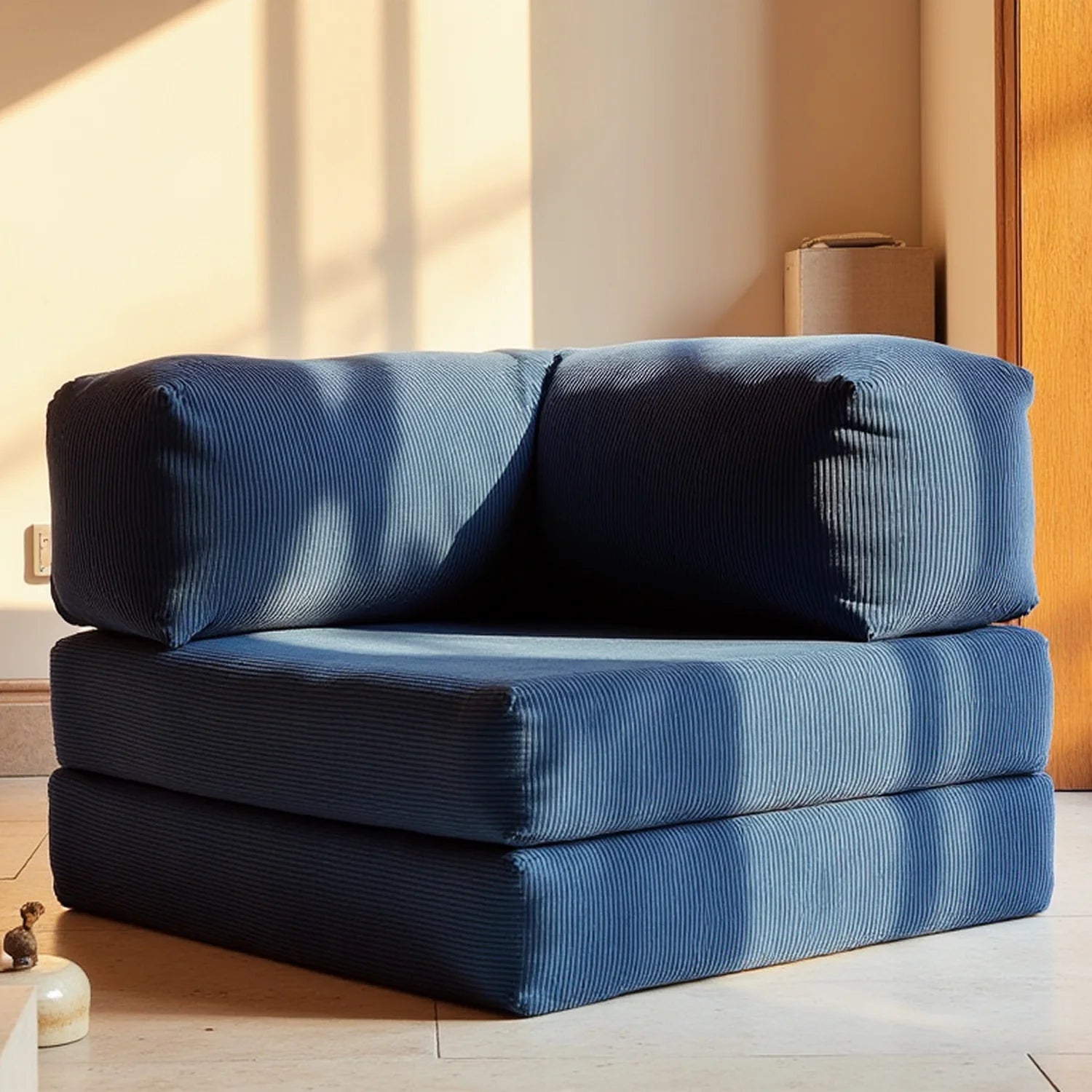 Poltrona do Sofá Cama Bloom Tecido Boucle Azul Marinho - Sofá na Caixa