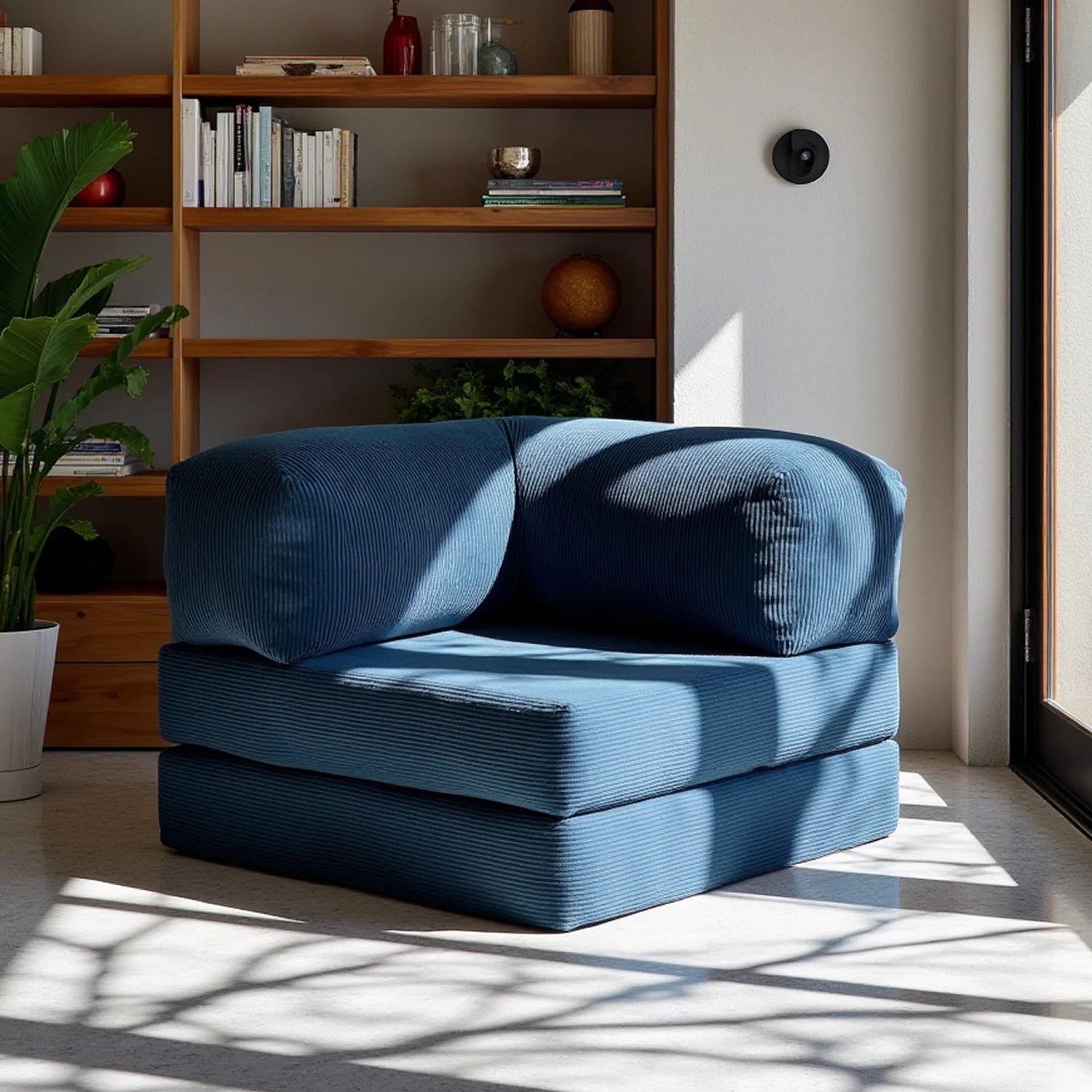 Poltrona do Sofá Cama Bloom Tecido Boucle Azul Marinho - Sofá na Caixa