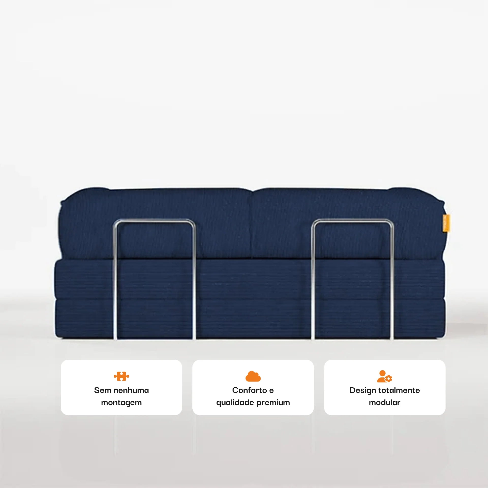 Sofá Cama Bloom Tecido Boucle Azul Marinho - Sofá na Caixa