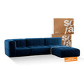 Sofá na Caixa modular 3 lugares em Boucle - 1 Braço com Chaise - Azul Grátis