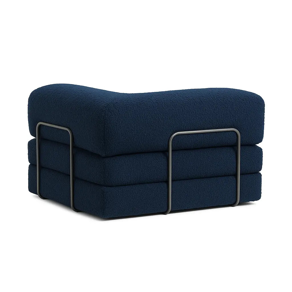 Sofá Cama Bloom - Sofá na Caixa + Poltrona Bloom Tecido Boucle Azul