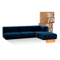 Sofá na Caixa modular 3 lugares em Boucle - 1 Braço com Chaise - Azul Grátis