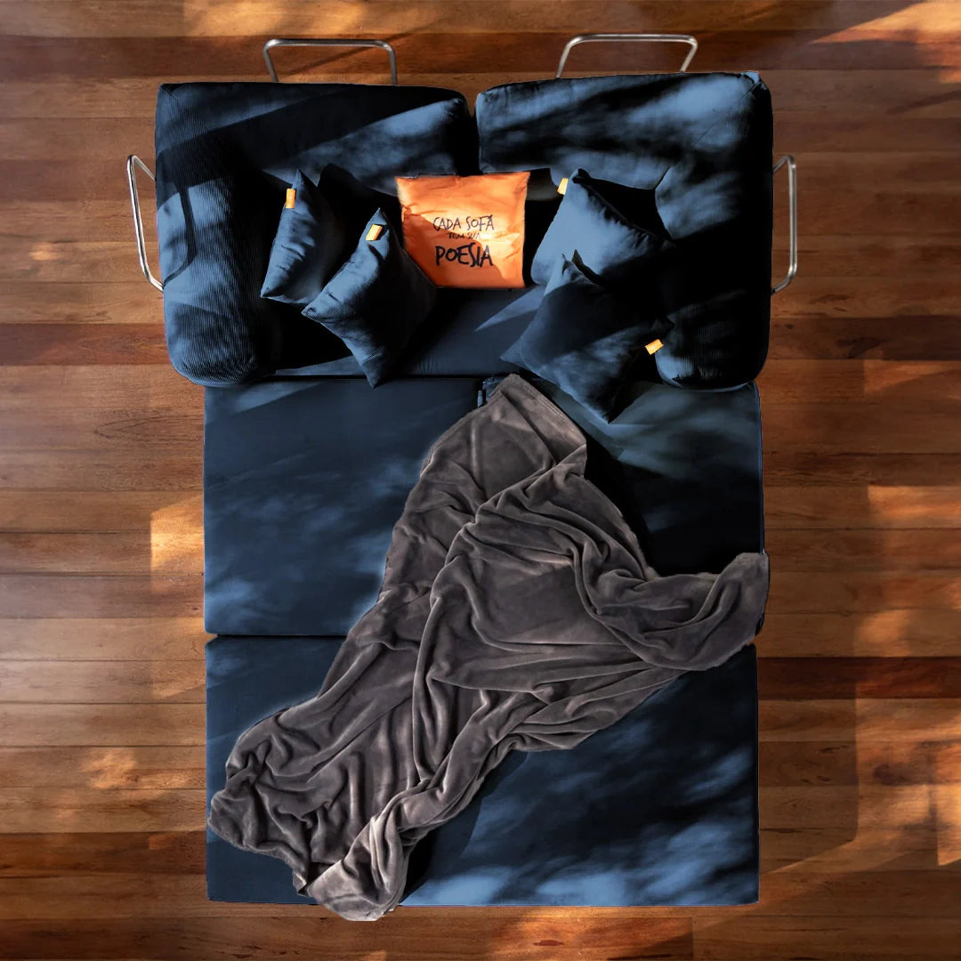 Chaise / Apoio de pé Sofá Cama Bloom Tecido Boucle Azul