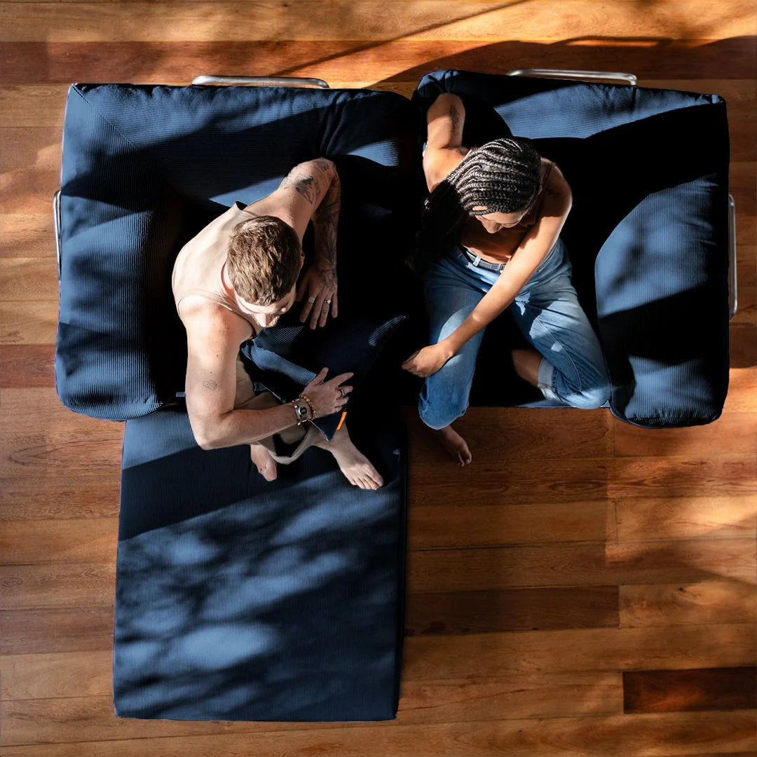 Chaise / Apoio de pé Sofá Cama Bloom Tecido Boucle Azul