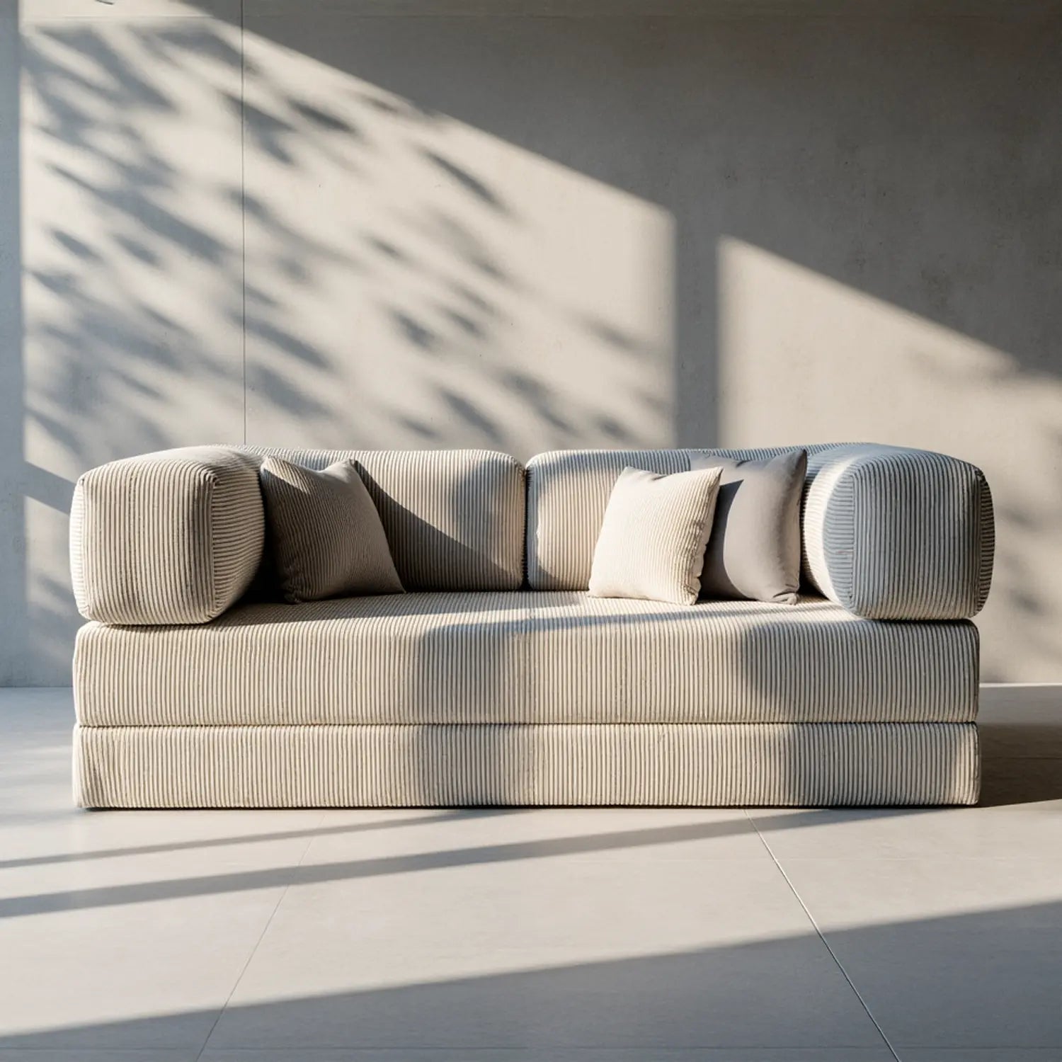 Sofá Cama Bloom - Sofá na Caixa + Apoio de Pé Bloom Tecido Boucle Cinza Grátis