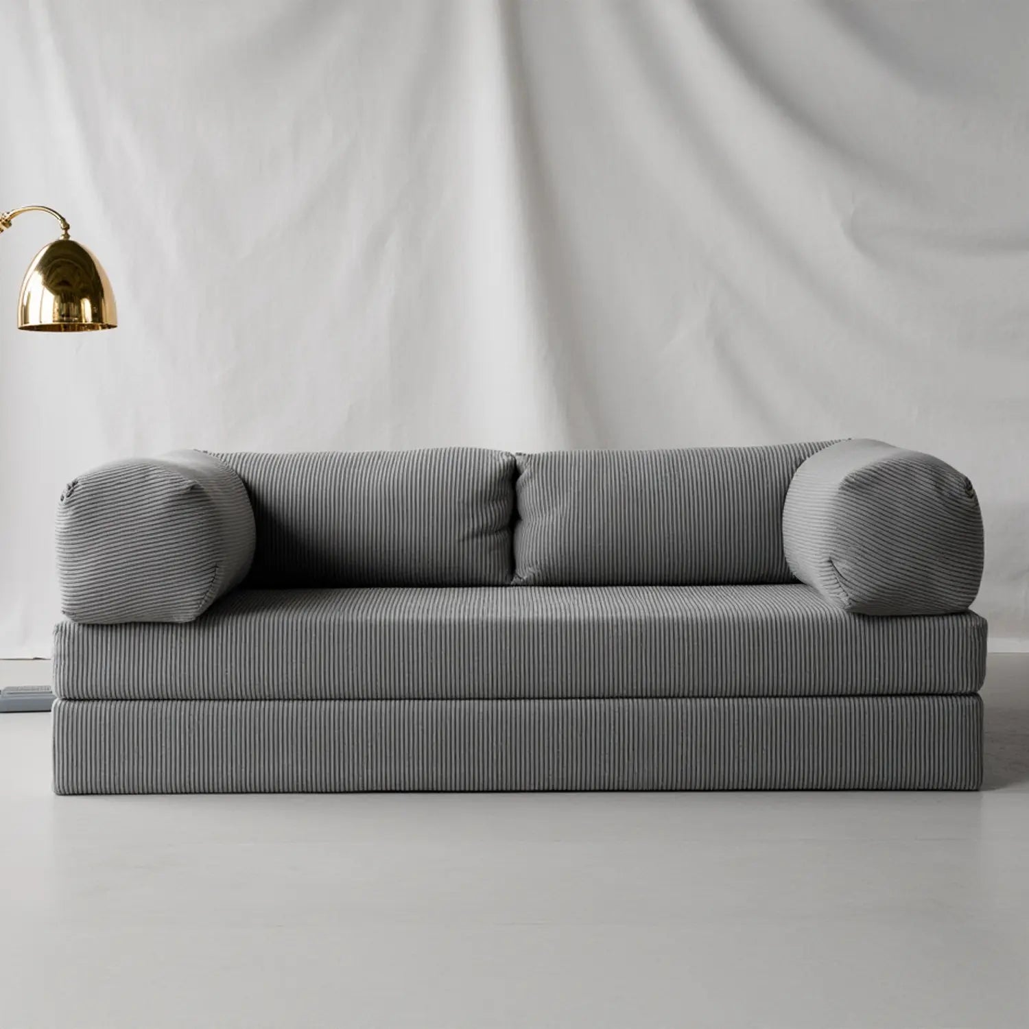 Sofá Cama Bloom - Sofá na Caixa + Apoio de Pé Bloom Tecido Boucle Cinza Grátis