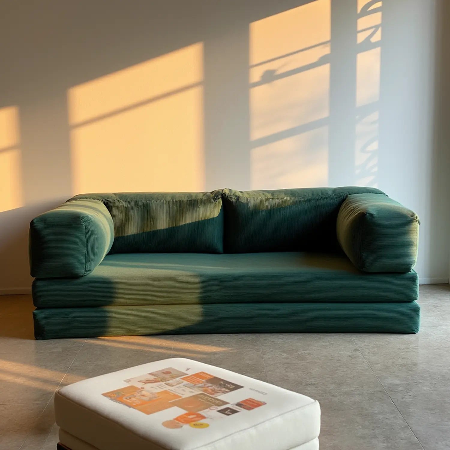 Sofá Cama Bloom Tecido Boucle Verde Musgo - Sofá na Caixa