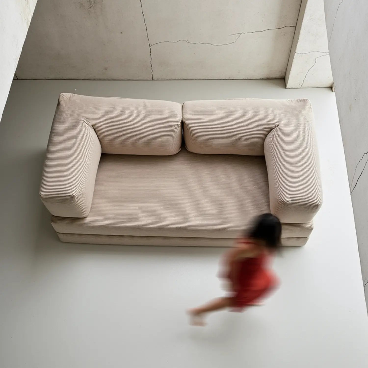 Sofá Cama Bloom - Sofá na Caixa + Poltrona Bloom Tecido Boucle Laranja