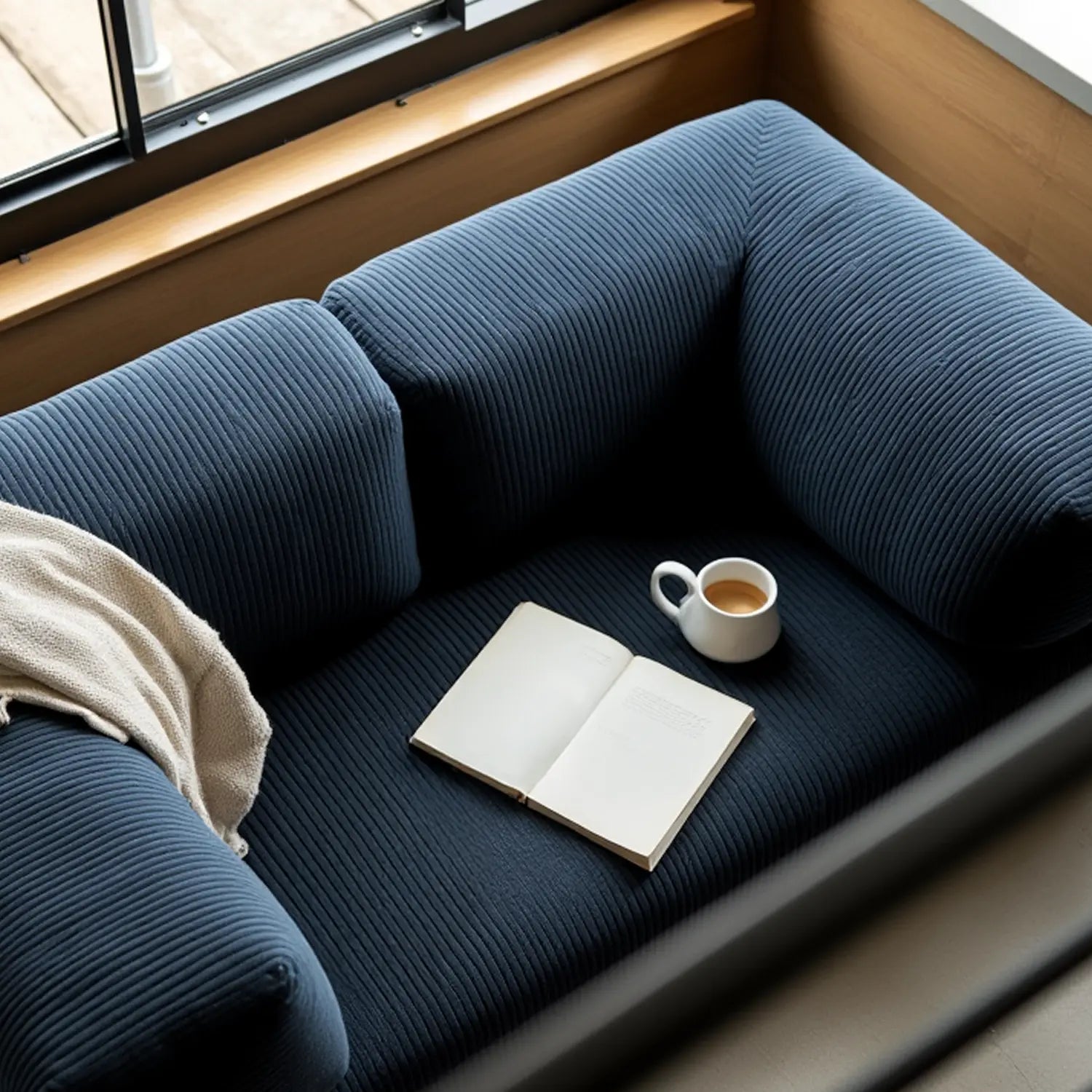 Sofá Cama Bloom Tecido Boucle Azul Marinho - Sofá na Caixa