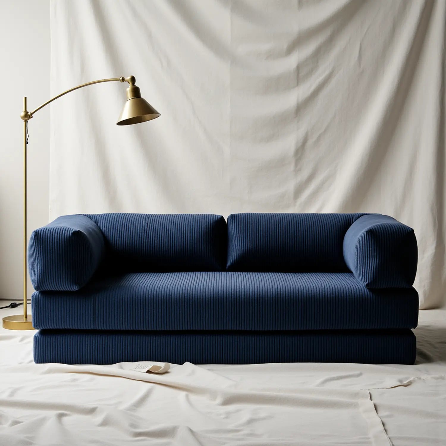 Sofá Cama Bloom Tecido Boucle Azul Marinho - Sofá na Caixa