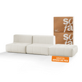 Sofá na Caixa modular 2 lugares em Boucle - 2 Poltronas com Apoio de pé Grátis - Linho