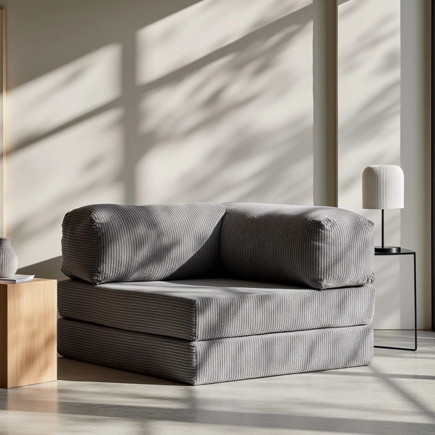 Poltrona do Sofá Cama Bloom Tecido Boucle Cinza - Sofá na Caixa