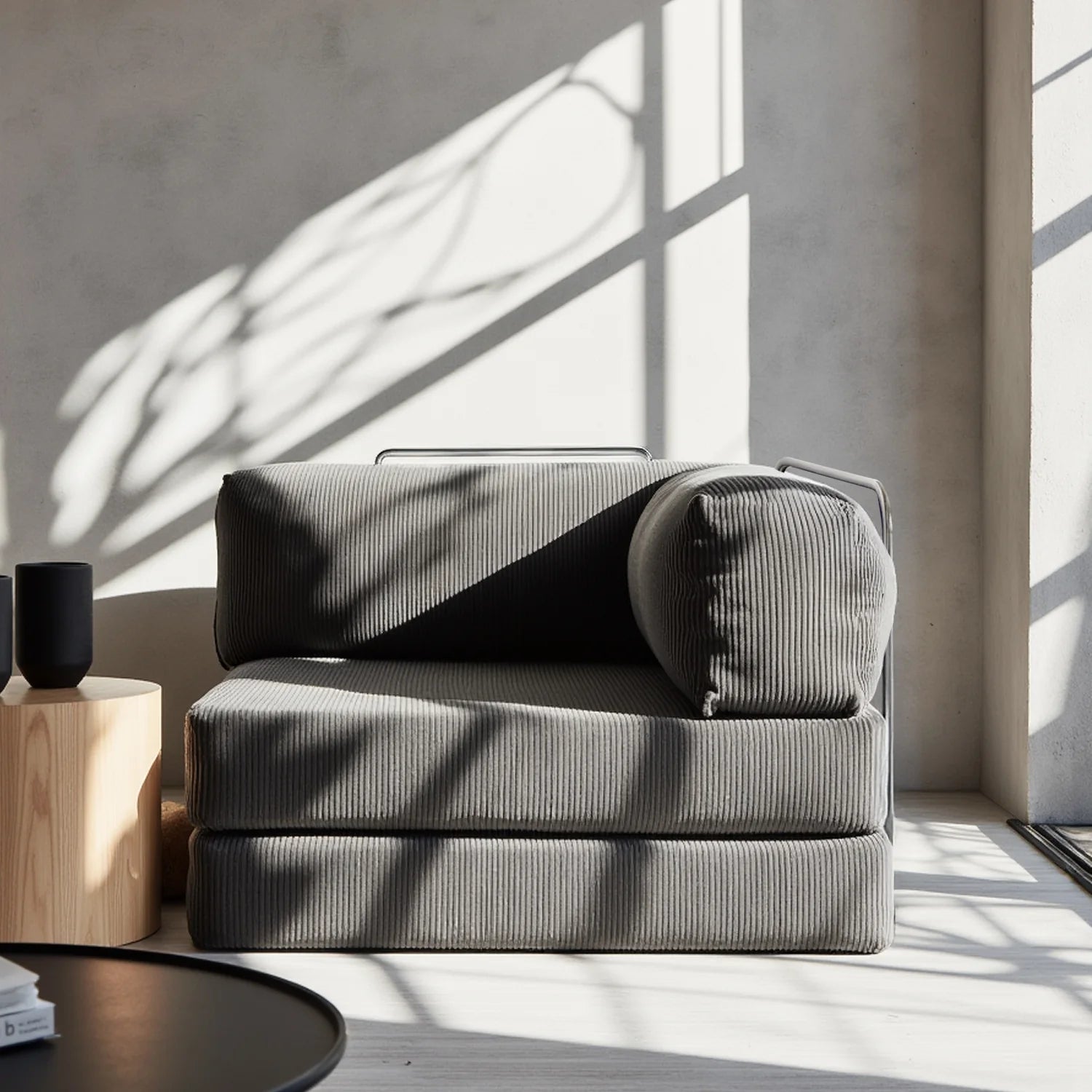 Poltrona do Sofá Cama Bloom Tecido Boucle Cinza - Sofá na Caixa