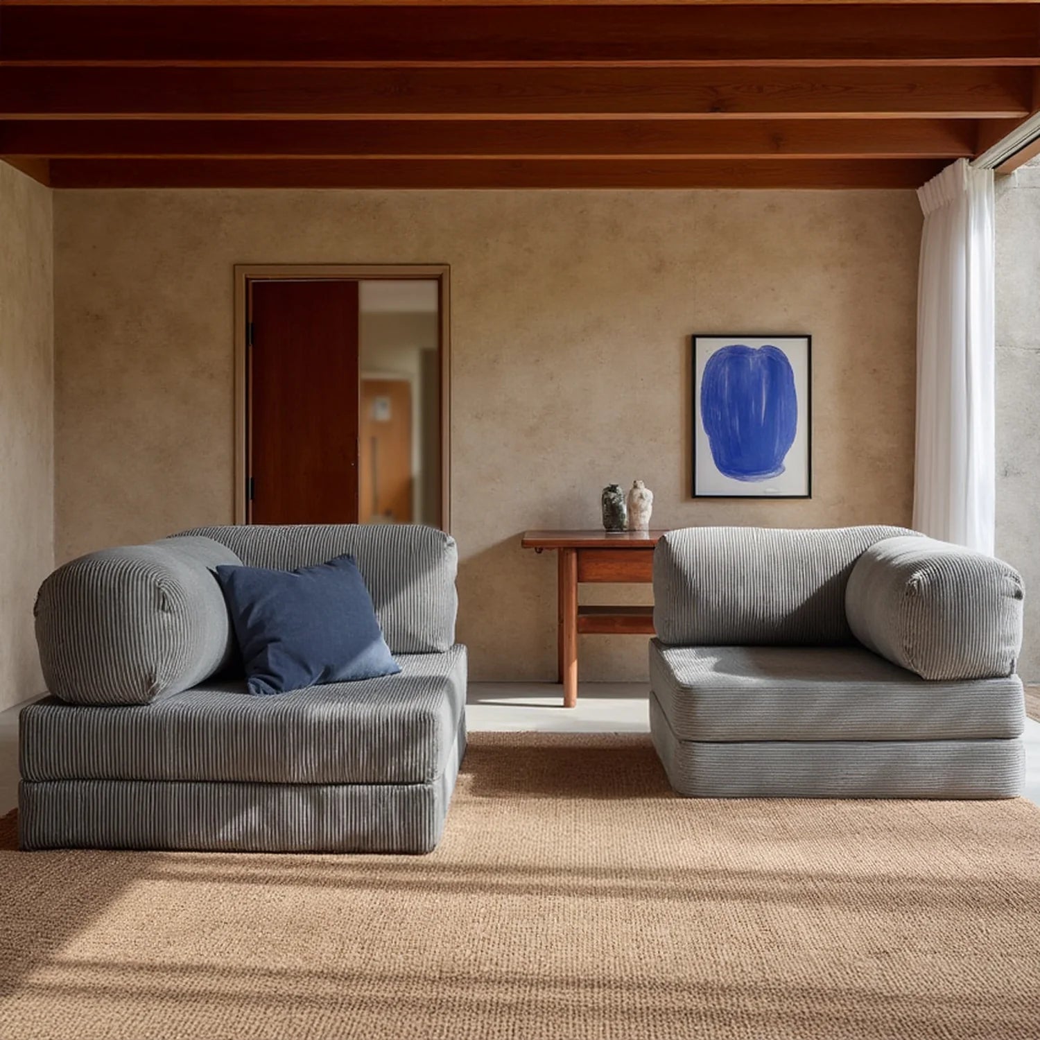 Poltrona do Sofá Cama Bloom Tecido Boucle Cinza - Sofá na Caixa