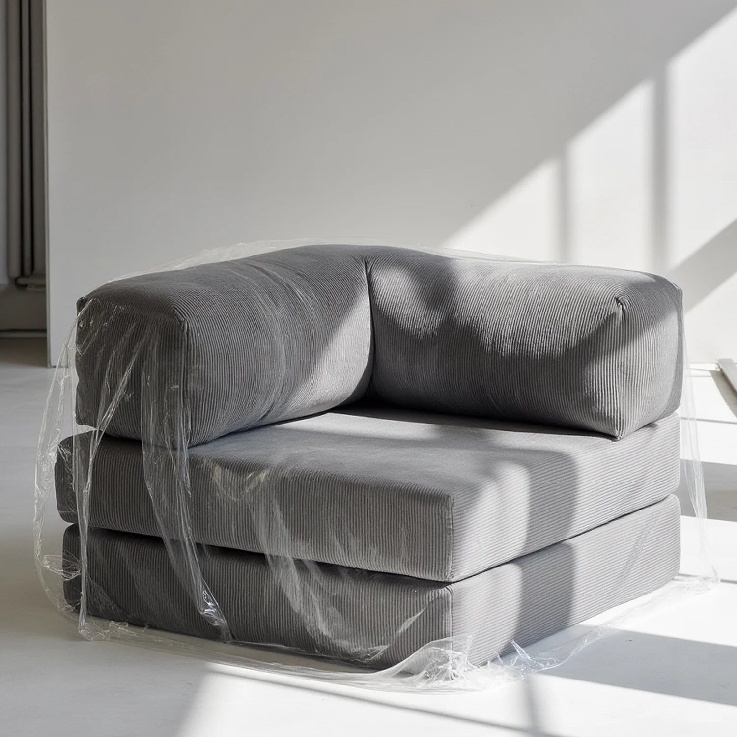 Poltrona do Sofá Cama Bloom Tecido Boucle Cinza - Sofá na Caixa