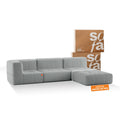 Sofá na Caixa modular 3 lugares em Boucle - 1 Braço com Chaise - Cinza Grátis