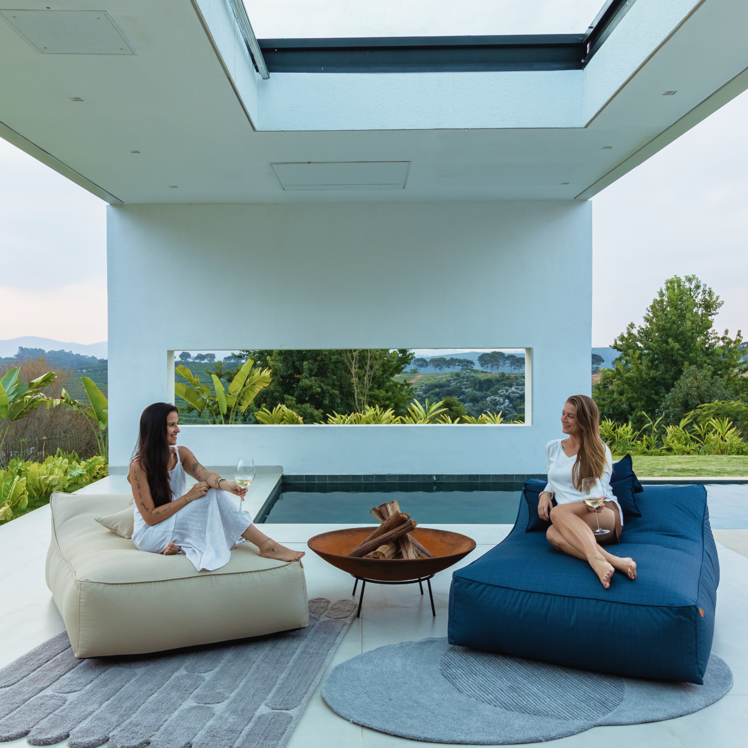 Espreguiçadeira Casal Duo, Puff de Jardim