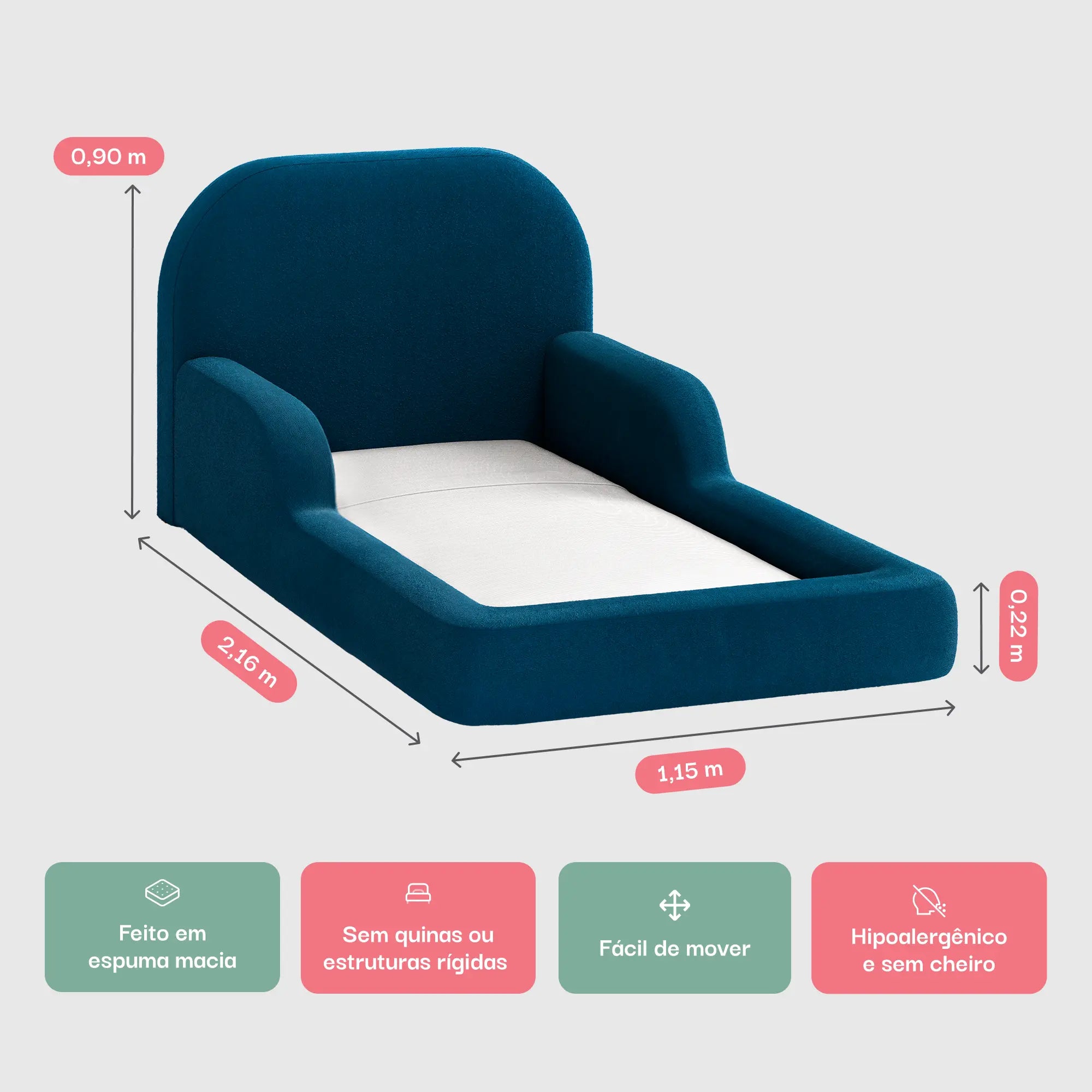 Cama Montessoriana Solteiro - Azul Marinho