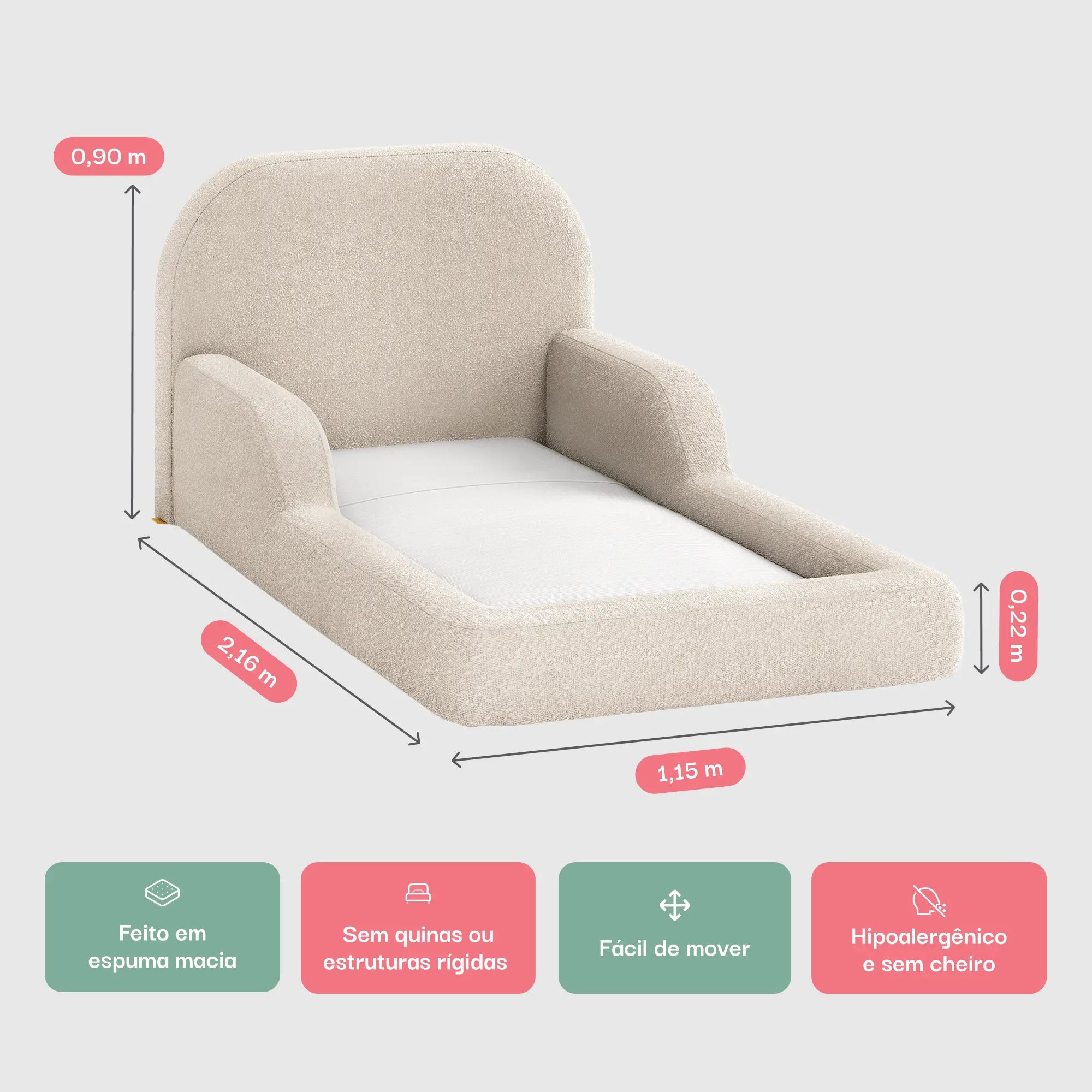 Cama Montessoriana Solteiro - Linho