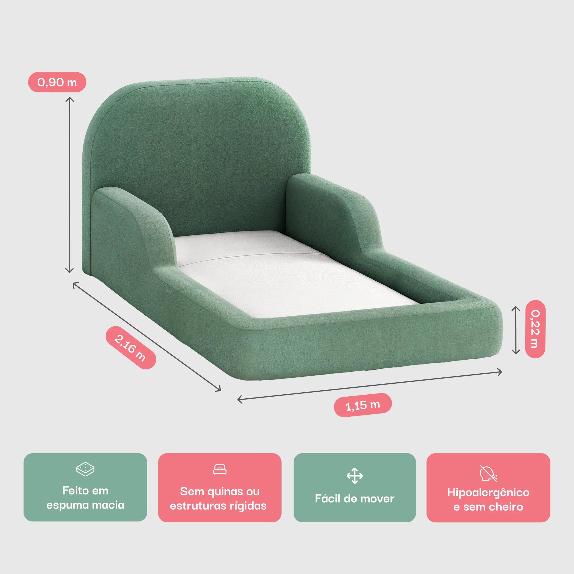 Cama Montessoriana Solteiro - Verde