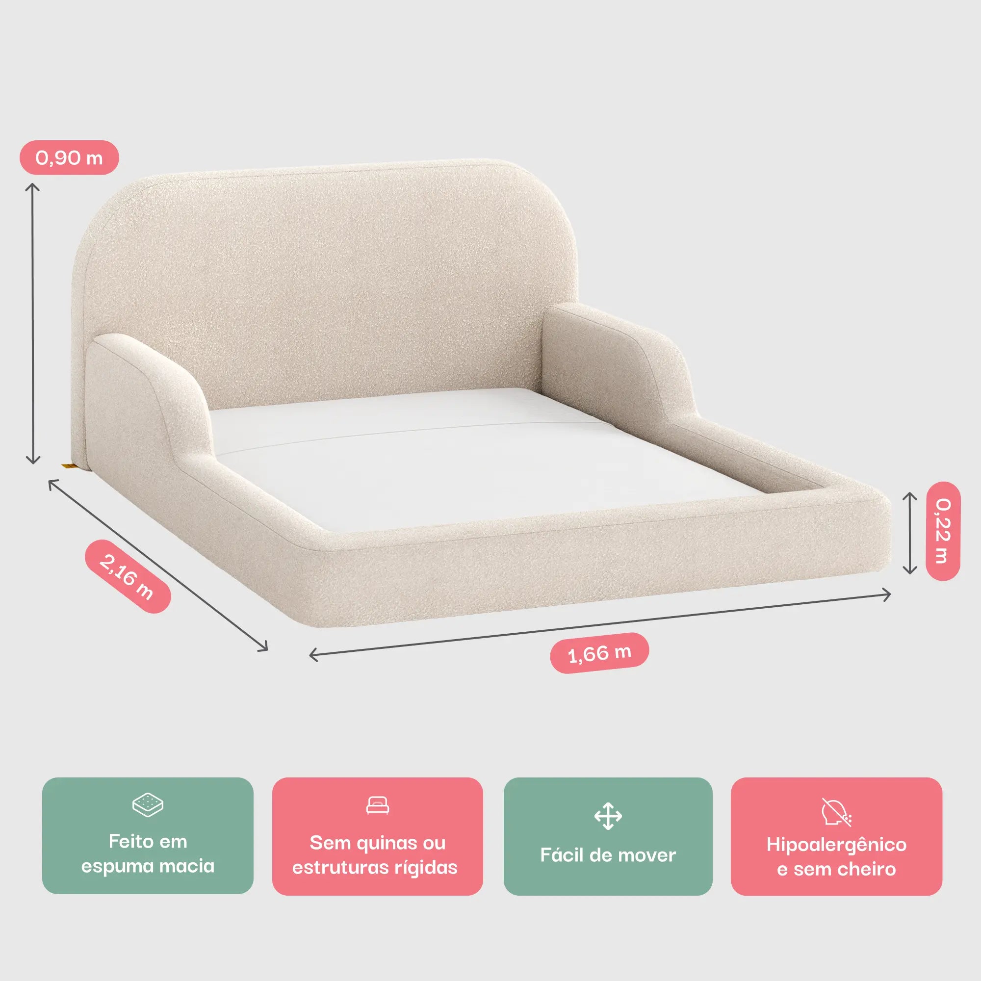 Cama Montessoriana Casal - Linho | Little Duck