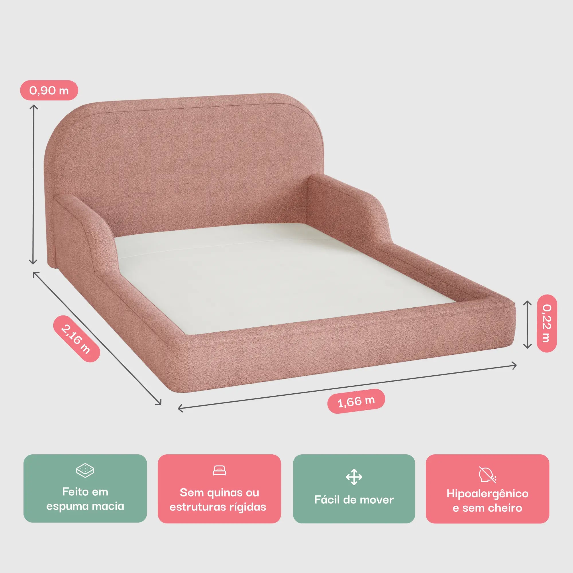 Cama Montessoriana Casal - Rosa | Little Duck