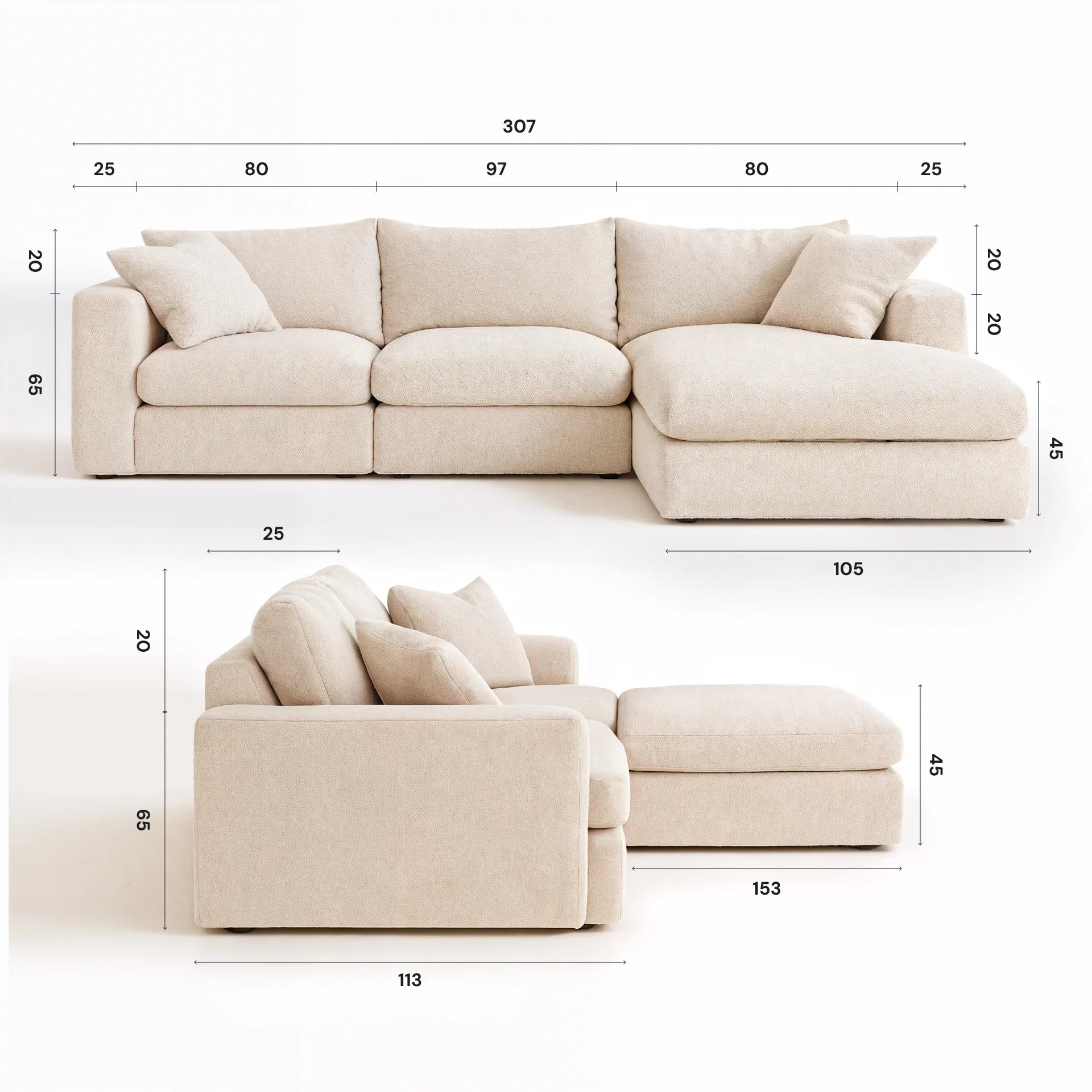 Sofá American - Bouclé Linho