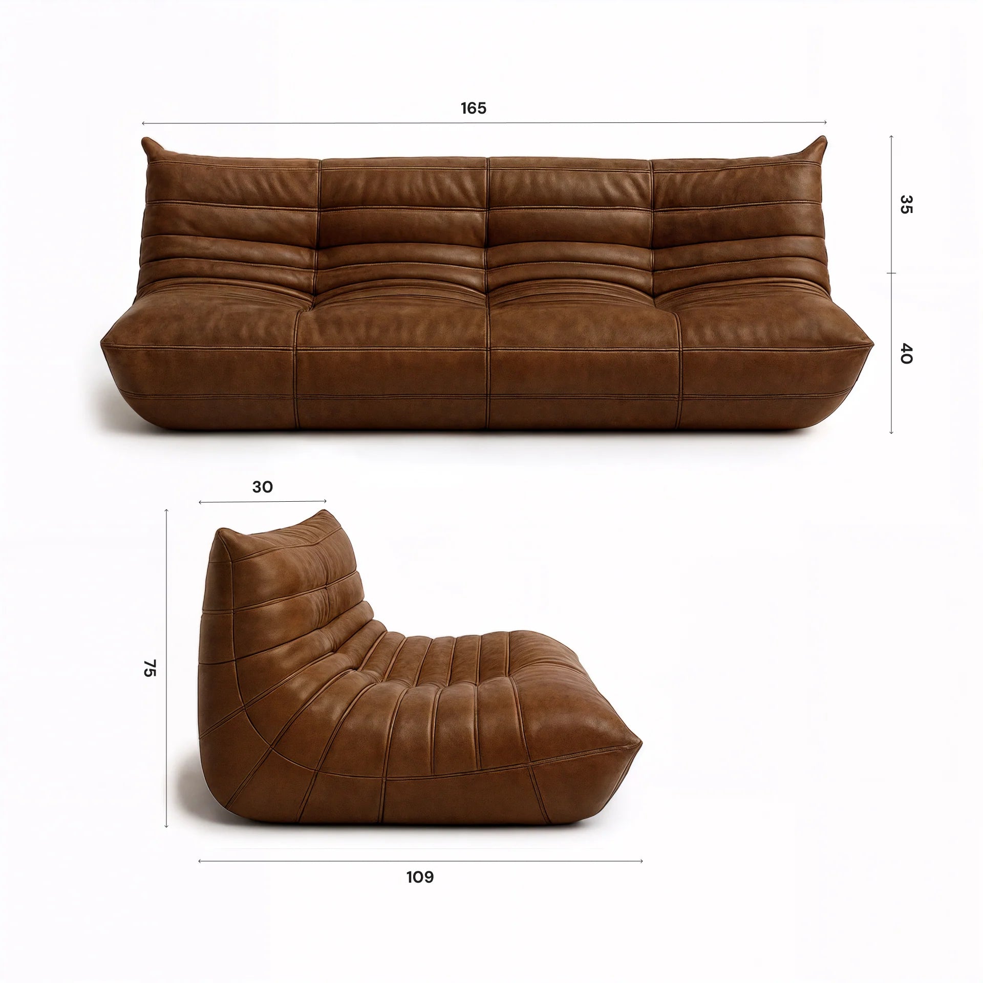Sofá na Caixa Cozy - Corino Marrom