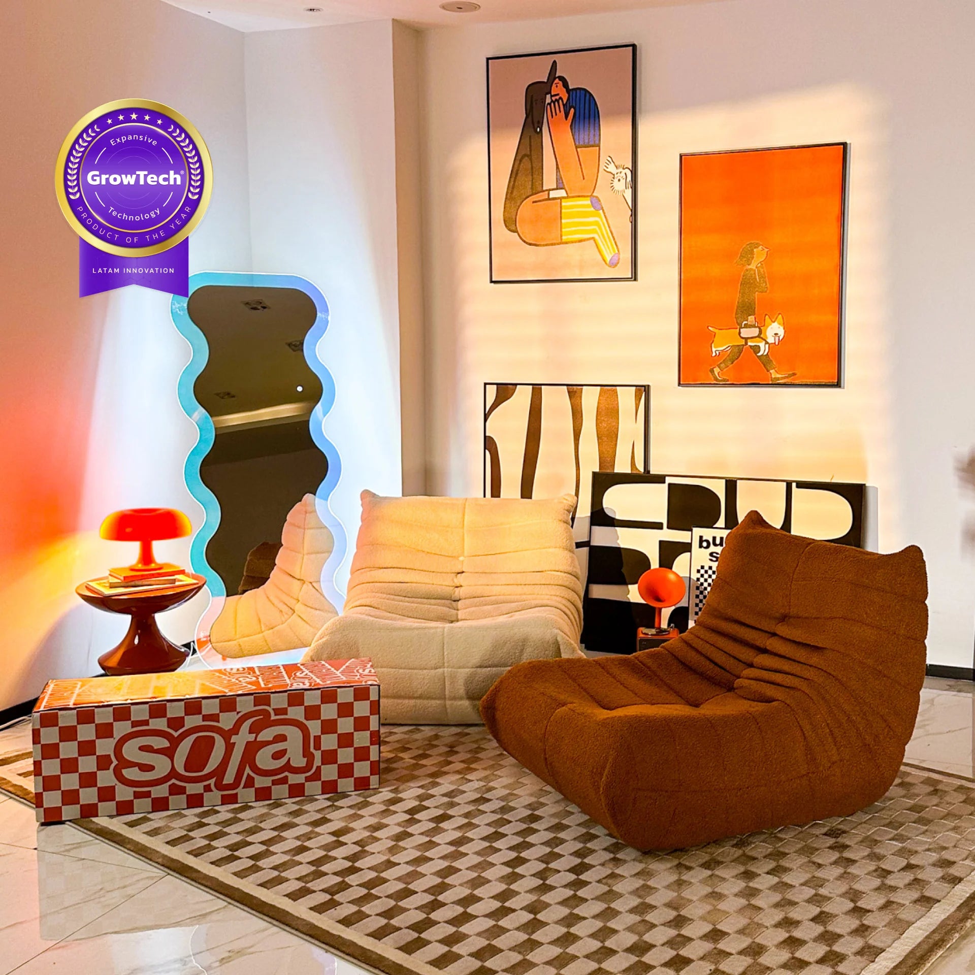 Poltrona Design 1973 Laranja 2 unidades Sofa na Caixa