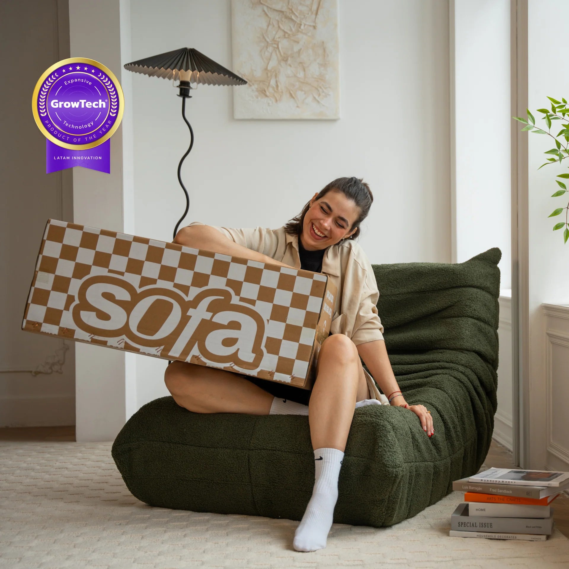 Poltrona Design 1973 Verde 1 unidade Sofá na Caixa