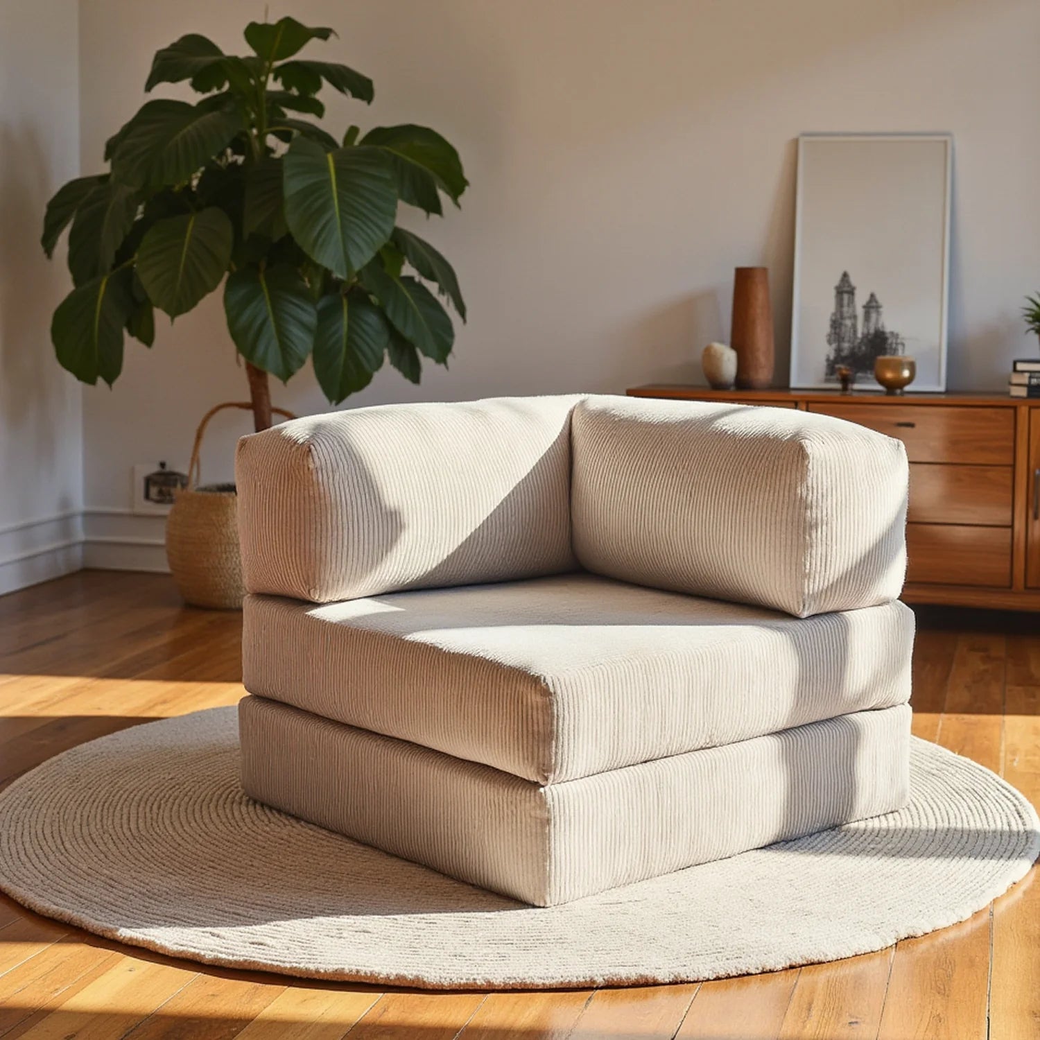 Poltrona do Sofá Cama Bloom Tecido Boucle Linho - Sofá na Caixa