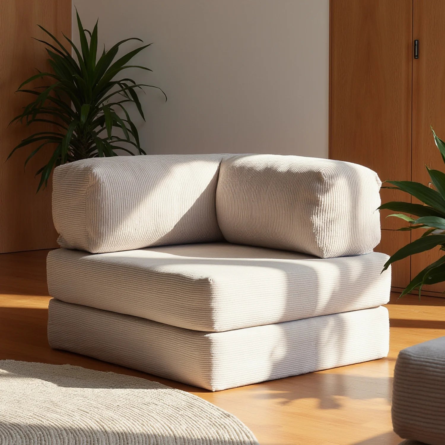 Poltrona do Sofá Cama Bloom Tecido Boucle Linho - Sofá na Caixa