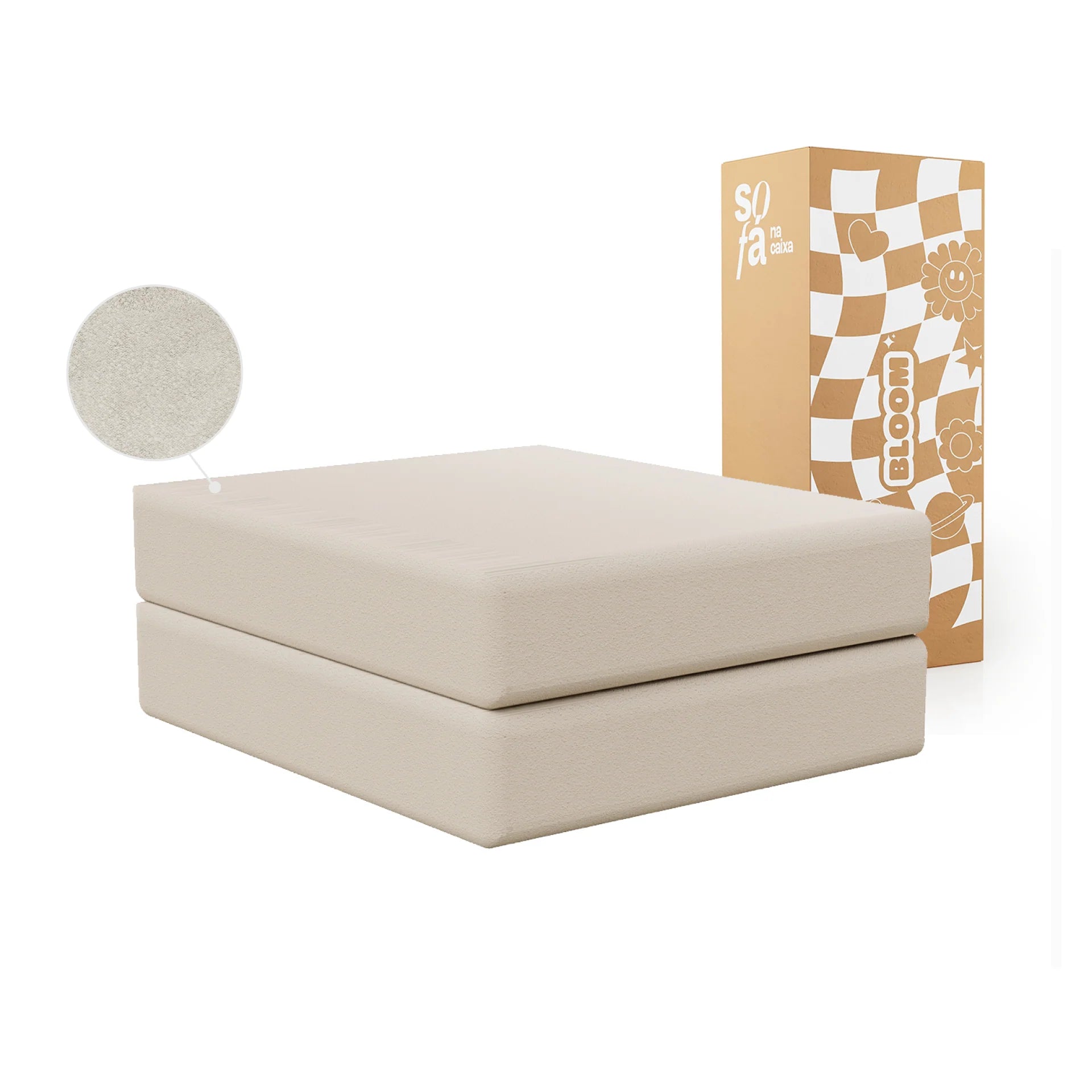 Chaise / Apoio de pé Sofá Cama Bloom Tecido Boucle Laranja