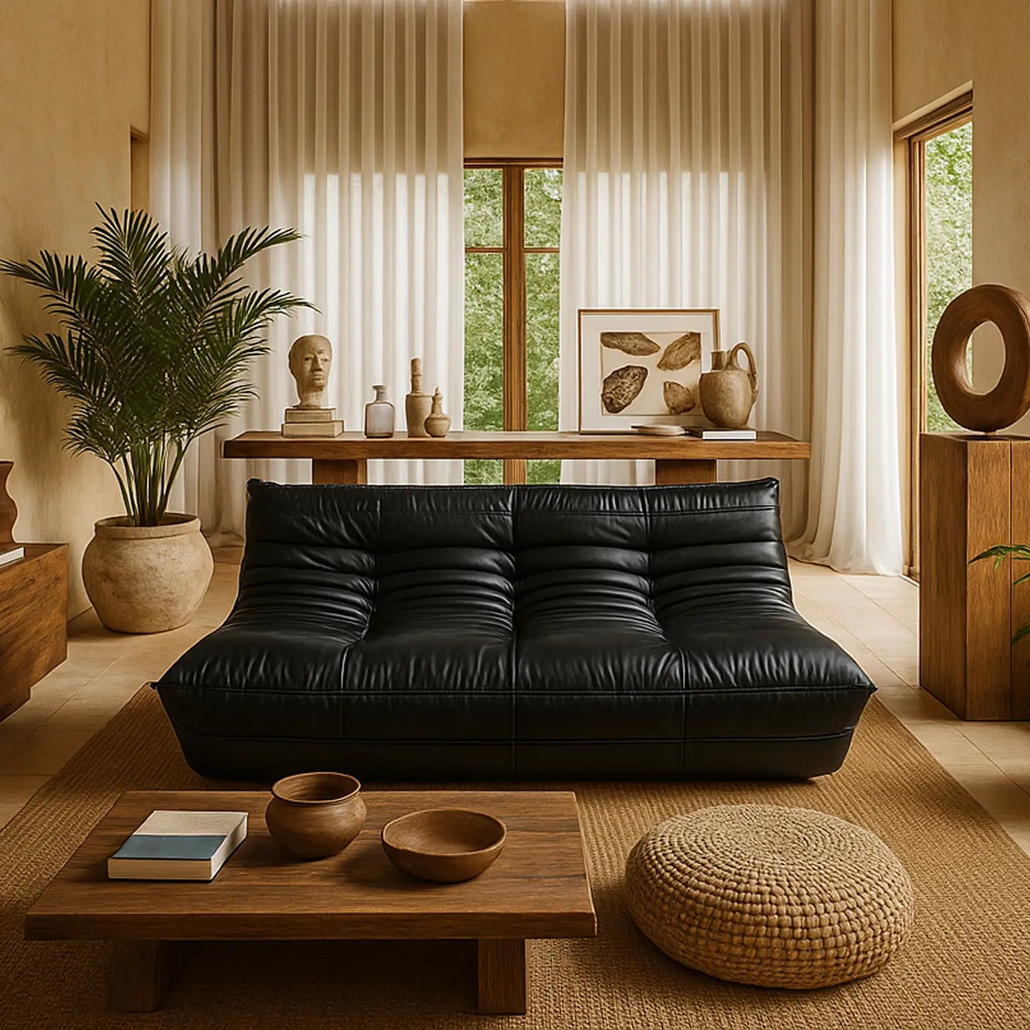 Sofá Cozy - Corino Preto