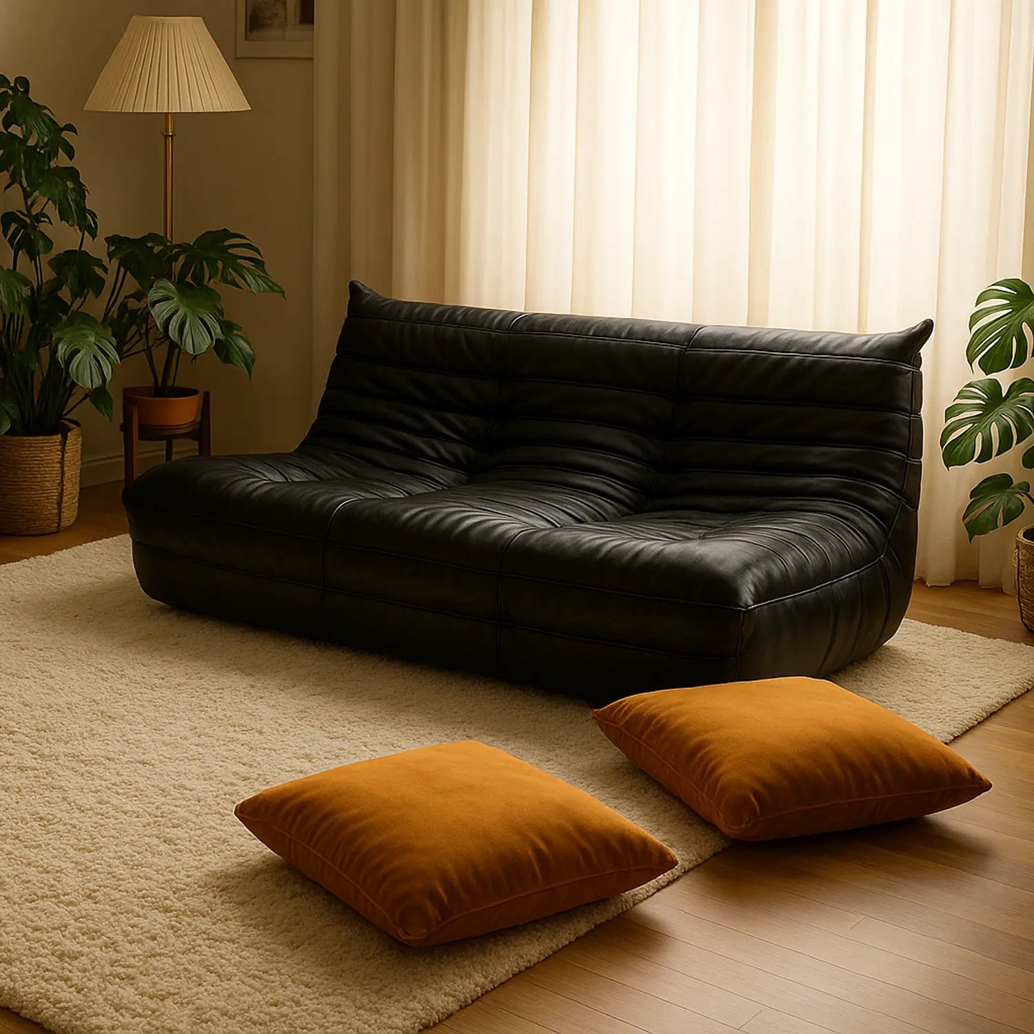 Sofá na Caixa Cozy - Corino Preto