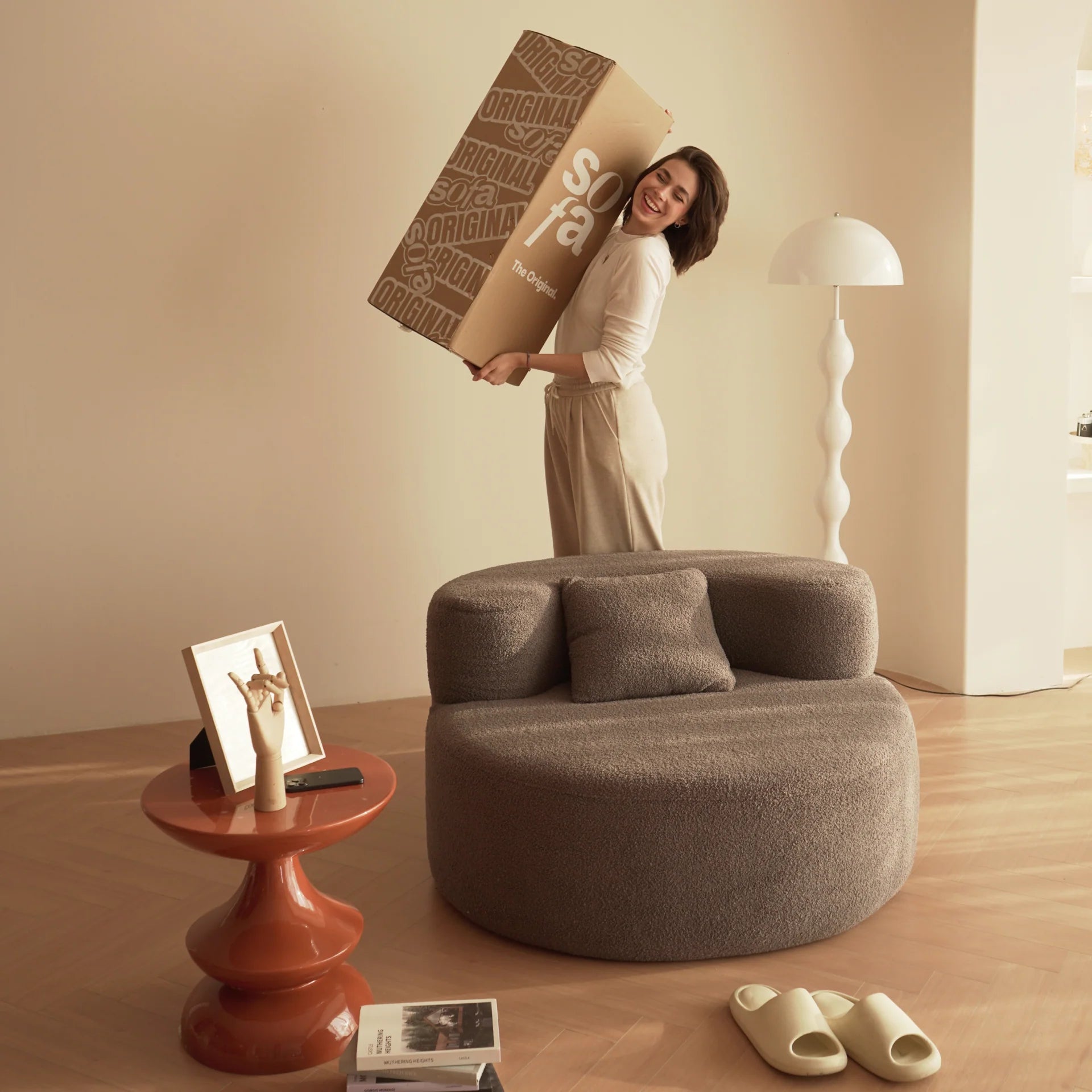 Poltrona Dunne Cinza 1 unidade Sofá Na Caixa