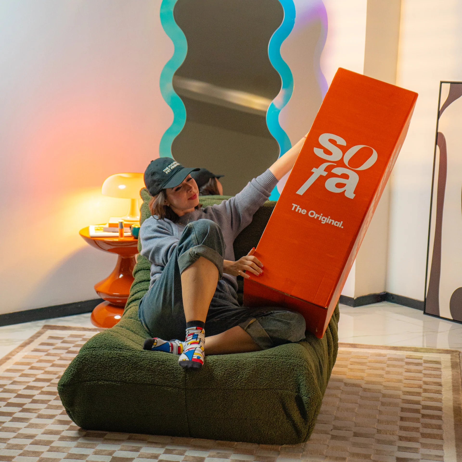 Poltrona Design 1973 Verde 1 unidade Sofá na Caixa