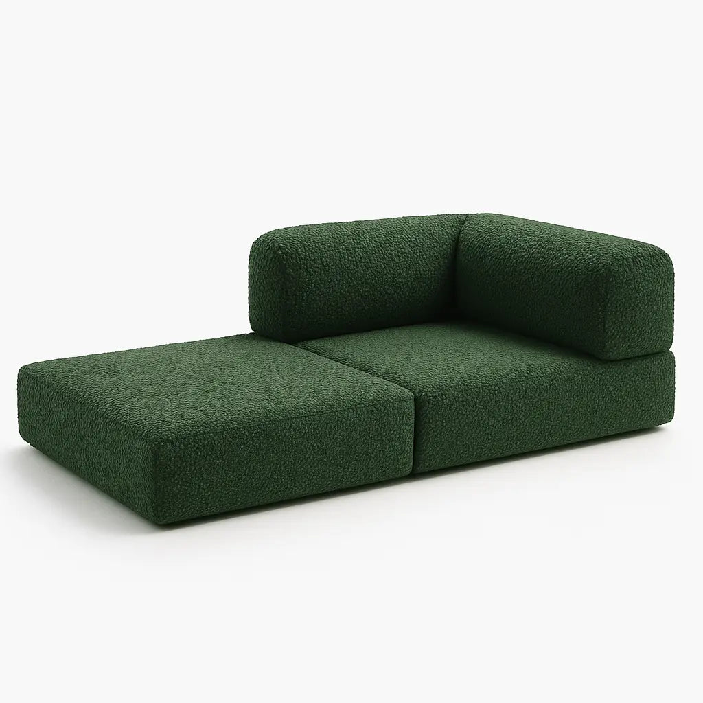 Sofá Cama Bloom - Sofá na Caixa + Poltrona Bloom Tecido Boucle Verde Musgo