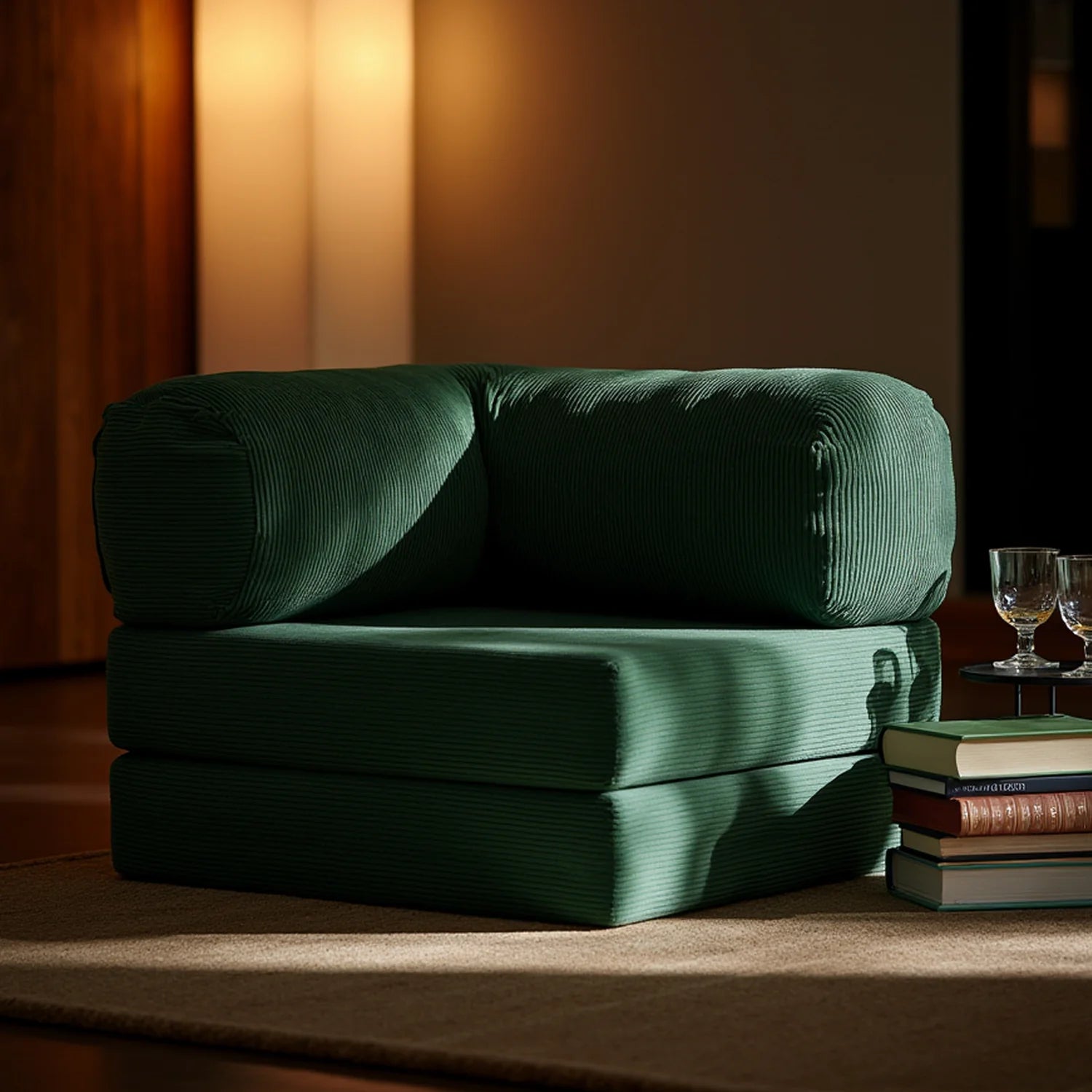 Poltrona do Sofá Cama Bloom Tecido Boucle Verde Musgo - Sofá na Caixa