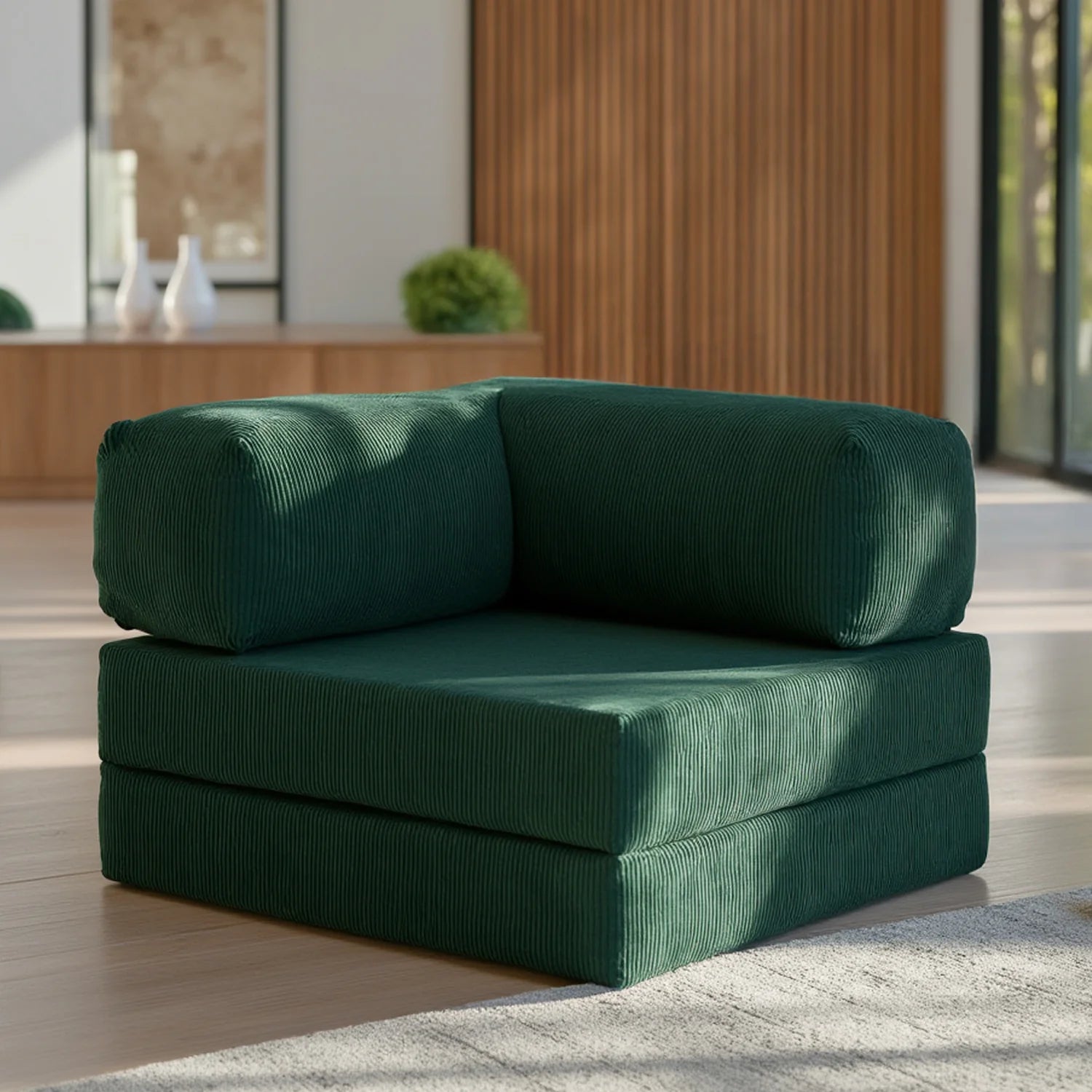 Poltrona do Sofá Cama Bloom Tecido Boucle Verde Musgo - Sofá na Caixa