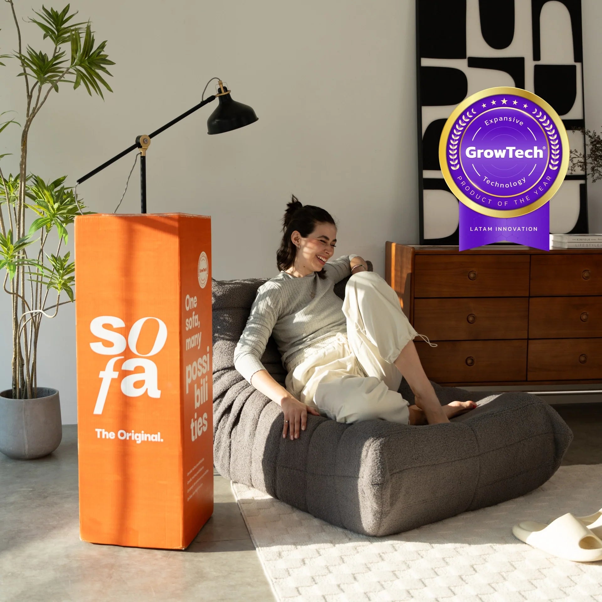 Poltrona Design 1973 Cinza 2 unidades Sofa na Caixa