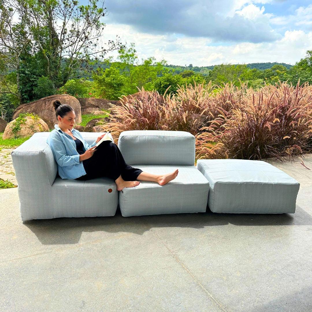 3 Puffs Modulares com Canto e Apoio - Eco Flame Garden