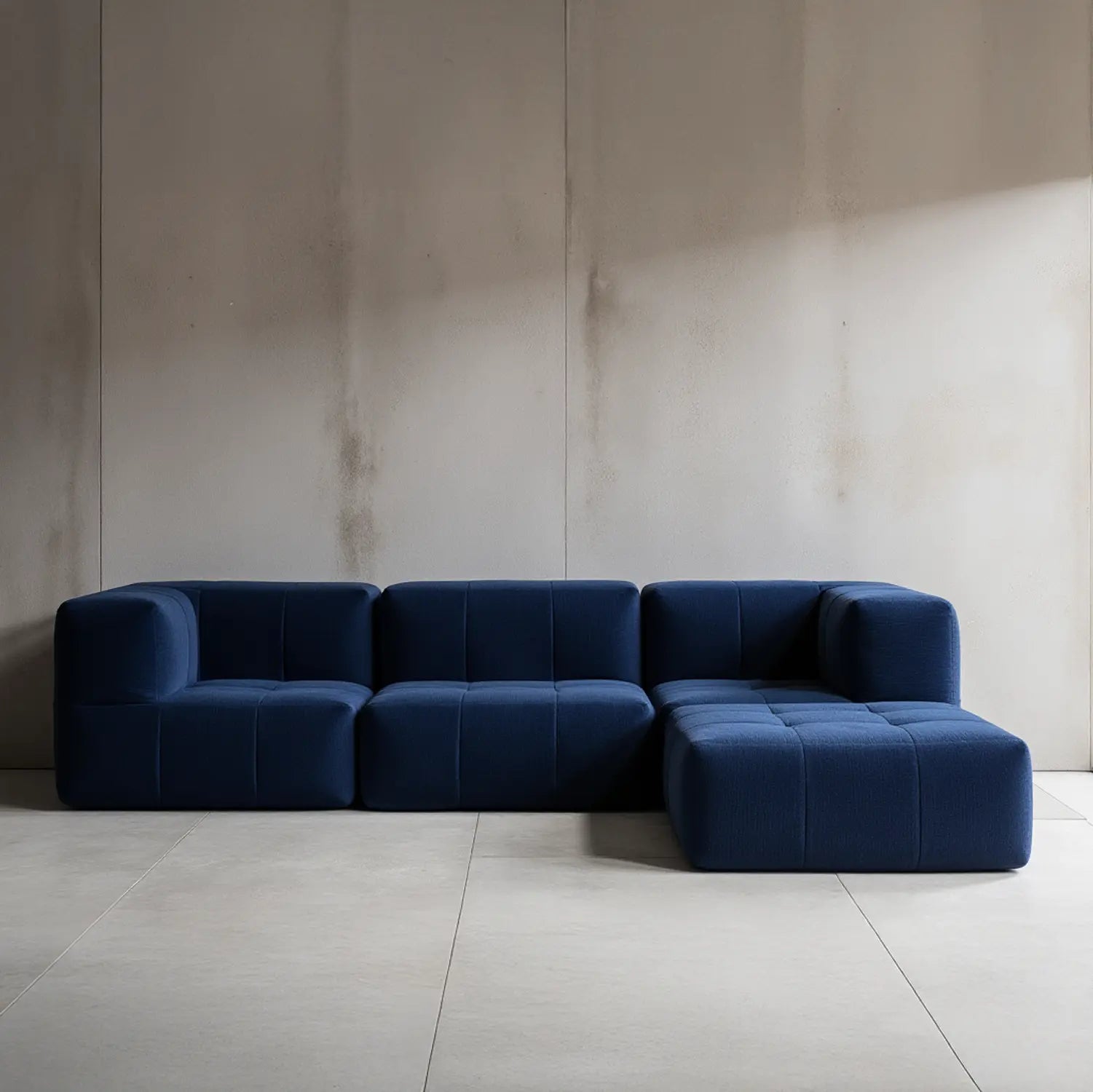 Sofá na Caixa modular 2 lugares em Boucle - 2 Poltronas com Apoio de pé Grátis - Azul