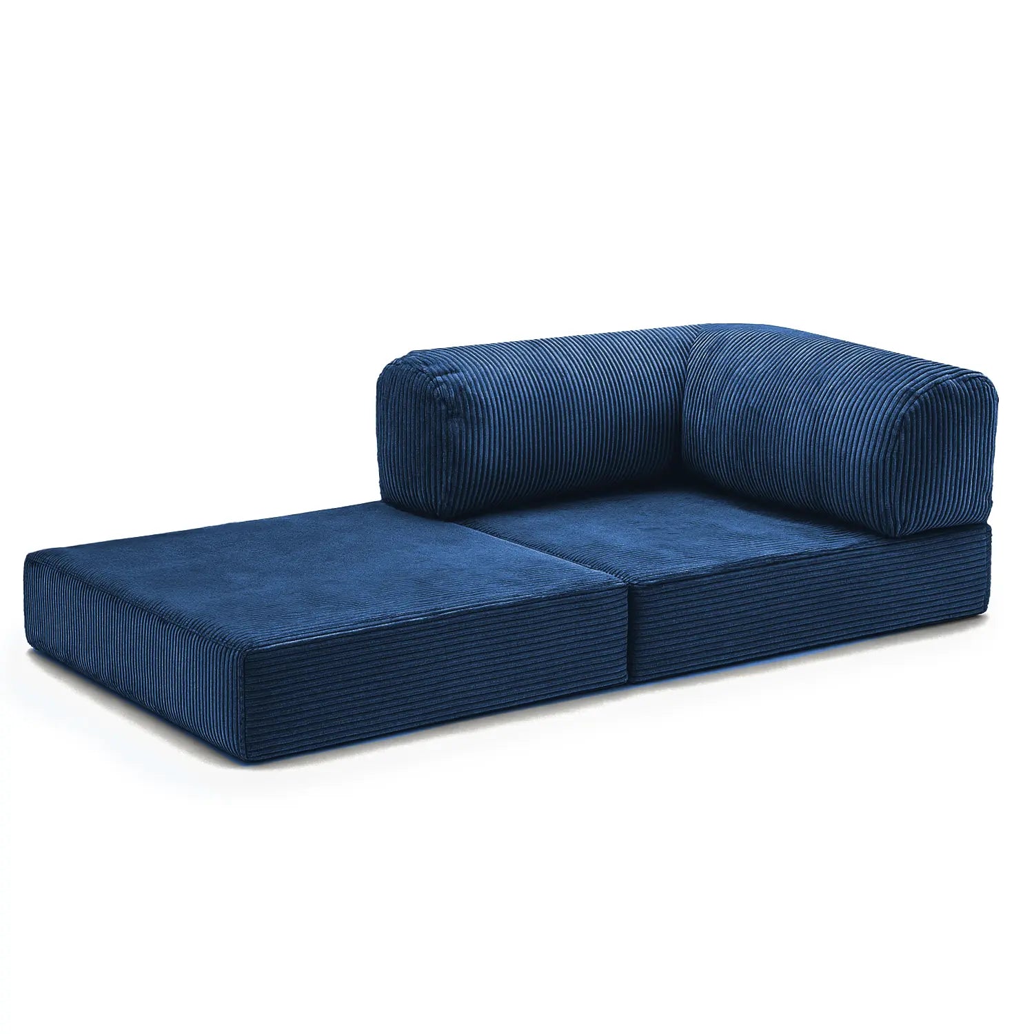 Sofá Cama Bloom - Sofá na Caixa + Poltrona Bloom Tecido Boucle Azul